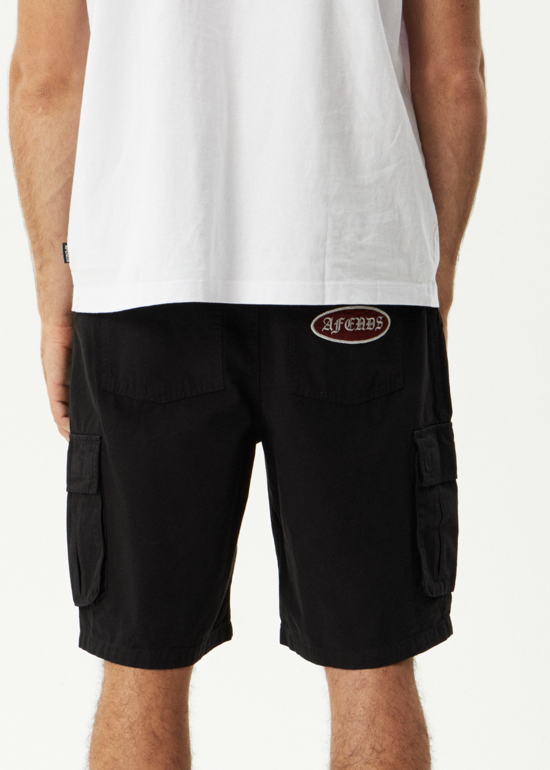 AFENDS Mens Summit - Pleated Cargo Short 22" - Washed Black