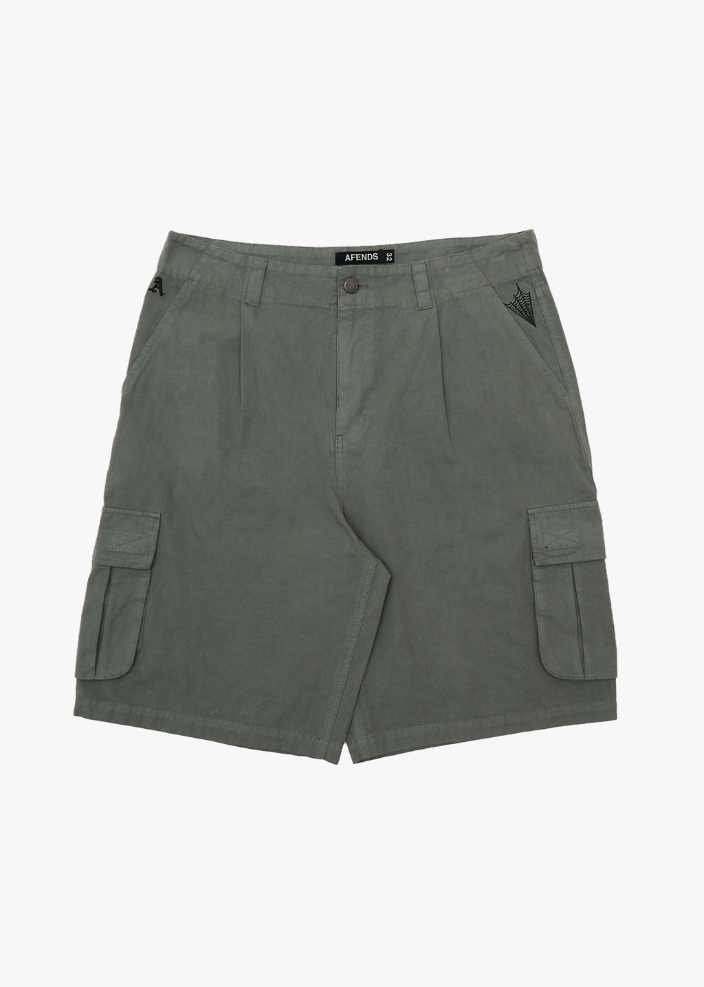 AFENDS Mens Summit - Recycled Pleated Cargo Short 22 Inch - Washed Sycamore