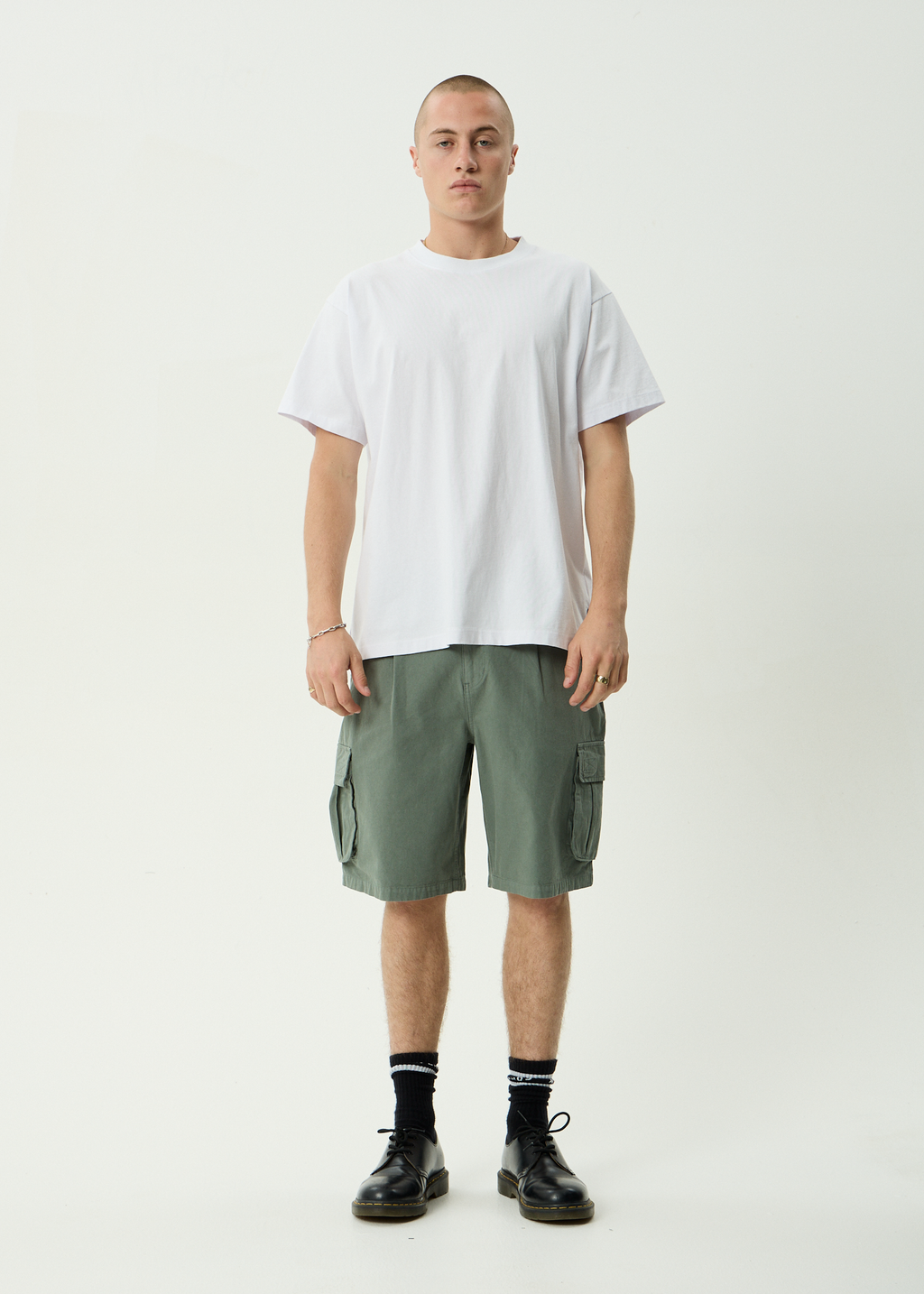 AFENDS Mens Summit - Recycled Pleated Cargo Short 22 Inch - Washed Sycamore