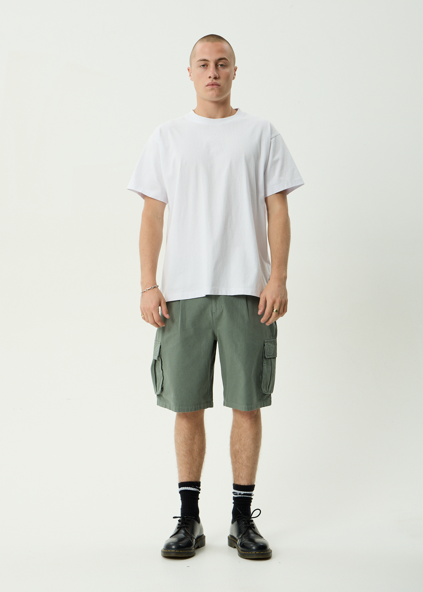 AFENDS Mens Summit - Recycled Pleated Cargo Short 22 Inch - Washed Sycamore