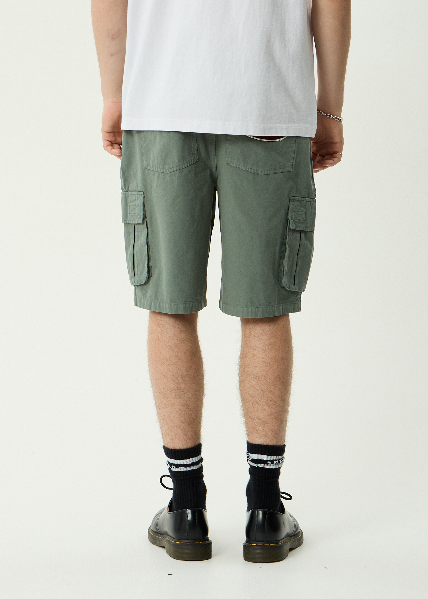AFENDS Mens Summit - Recycled Pleated Cargo Short 22 Inch - Washed Sycamore