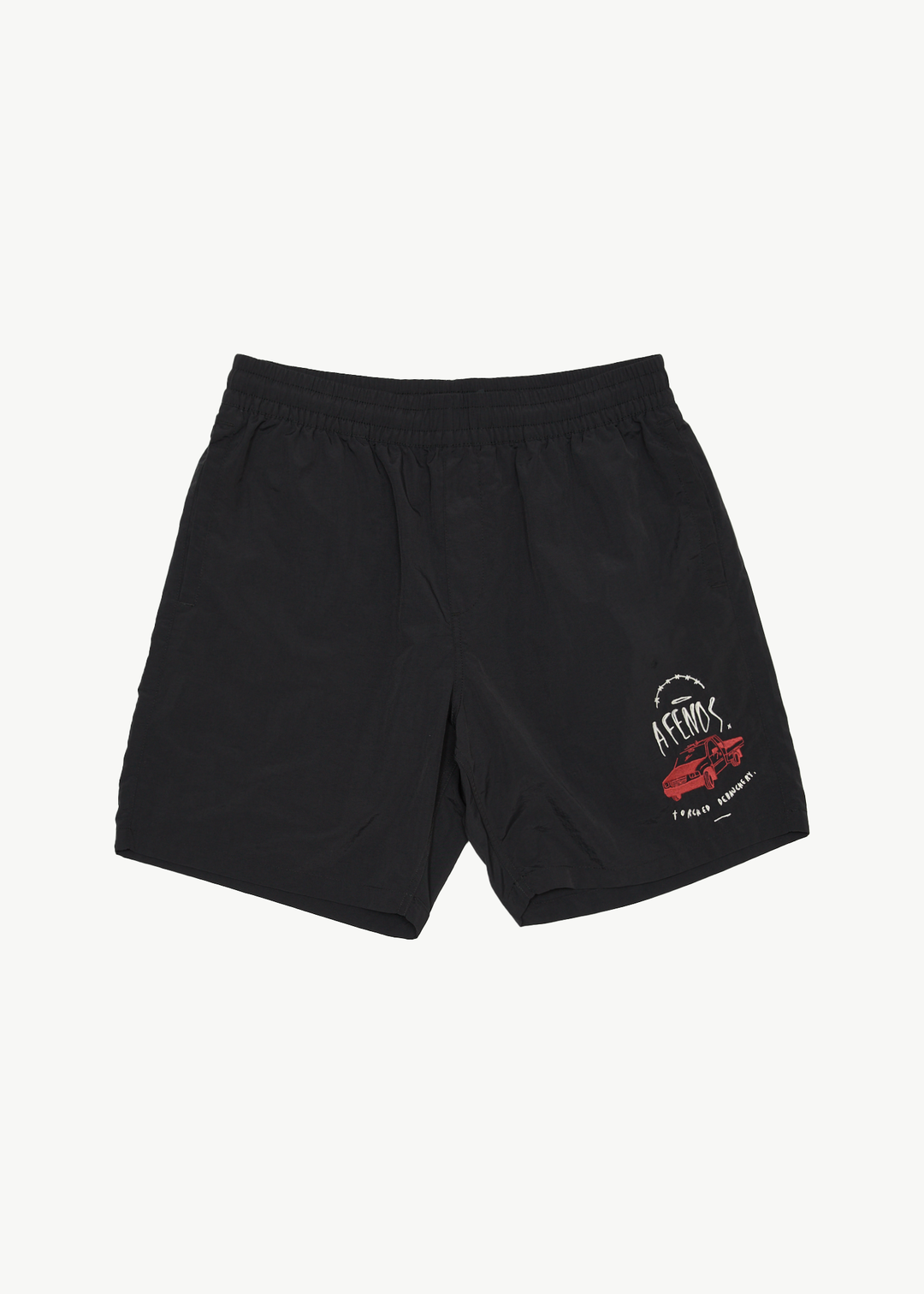 AFENDS Mens Trayback - Baywatch Swim Short 18" - Black