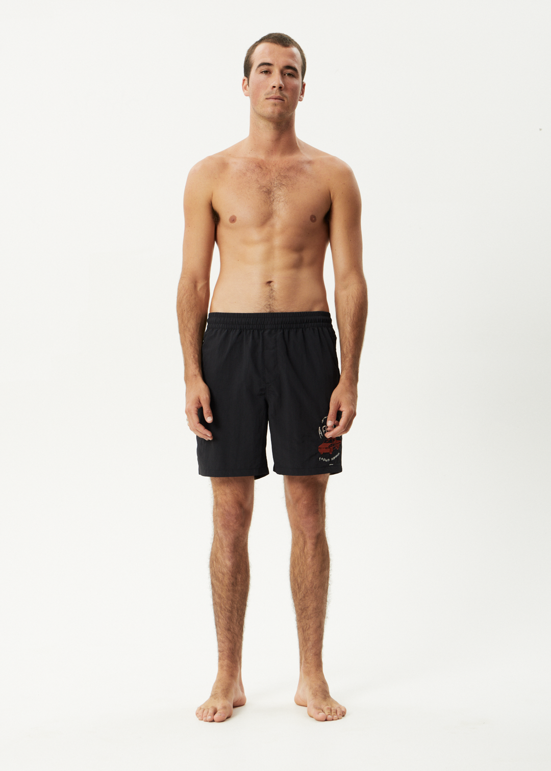 AFENDS Mens Trayback - Baywatch Swim Short 18" - Black