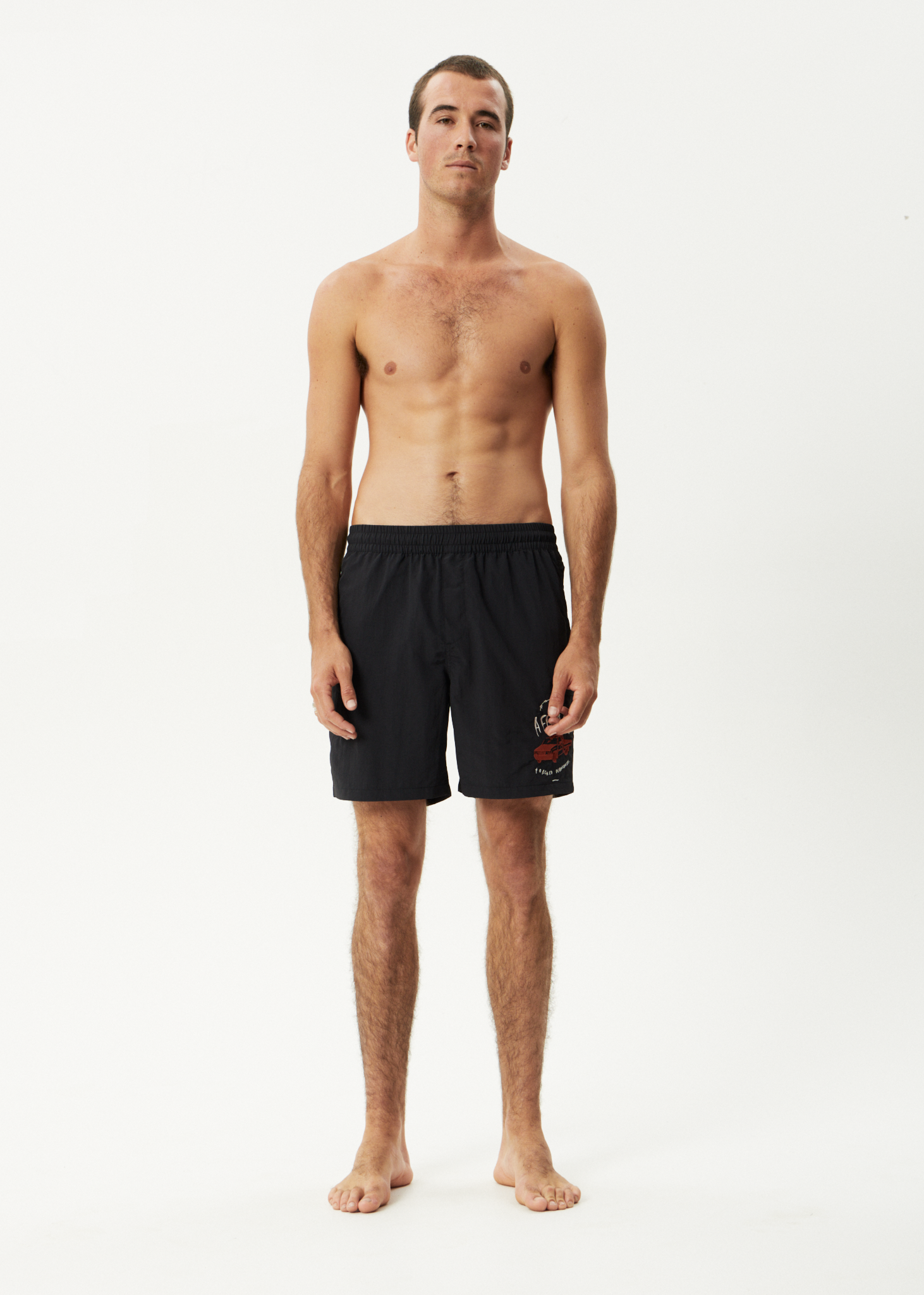 AFENDS Mens Trayback - Baywatch Swim Short 18" - Black