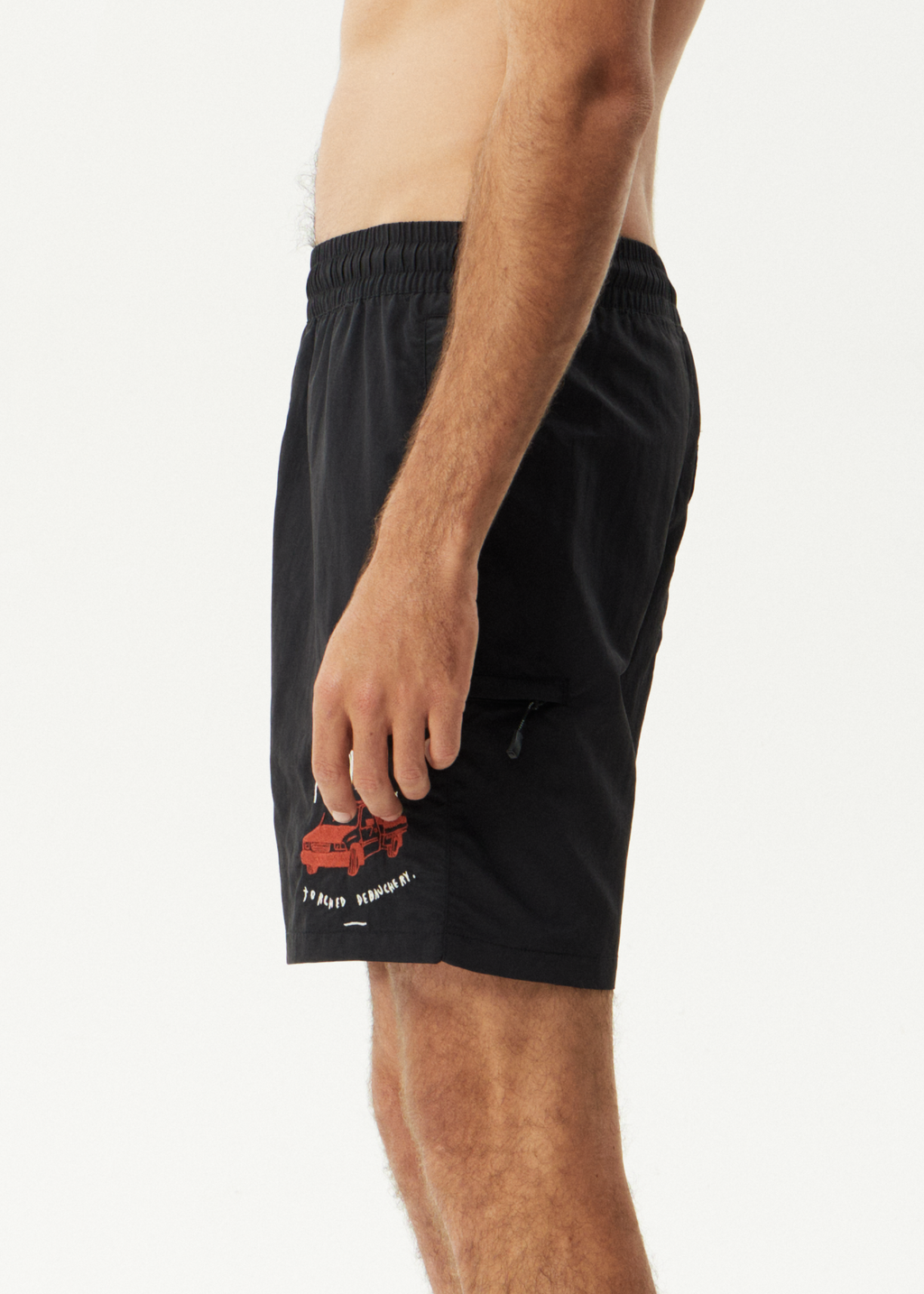 AFENDS Mens Trayback - Baywatch Swim Short 18" - Black