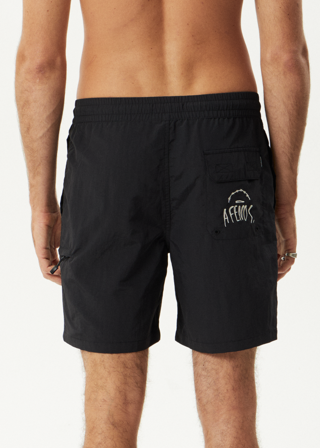 AFENDS Mens Trayback - Baywatch Swim Short 18" - Black