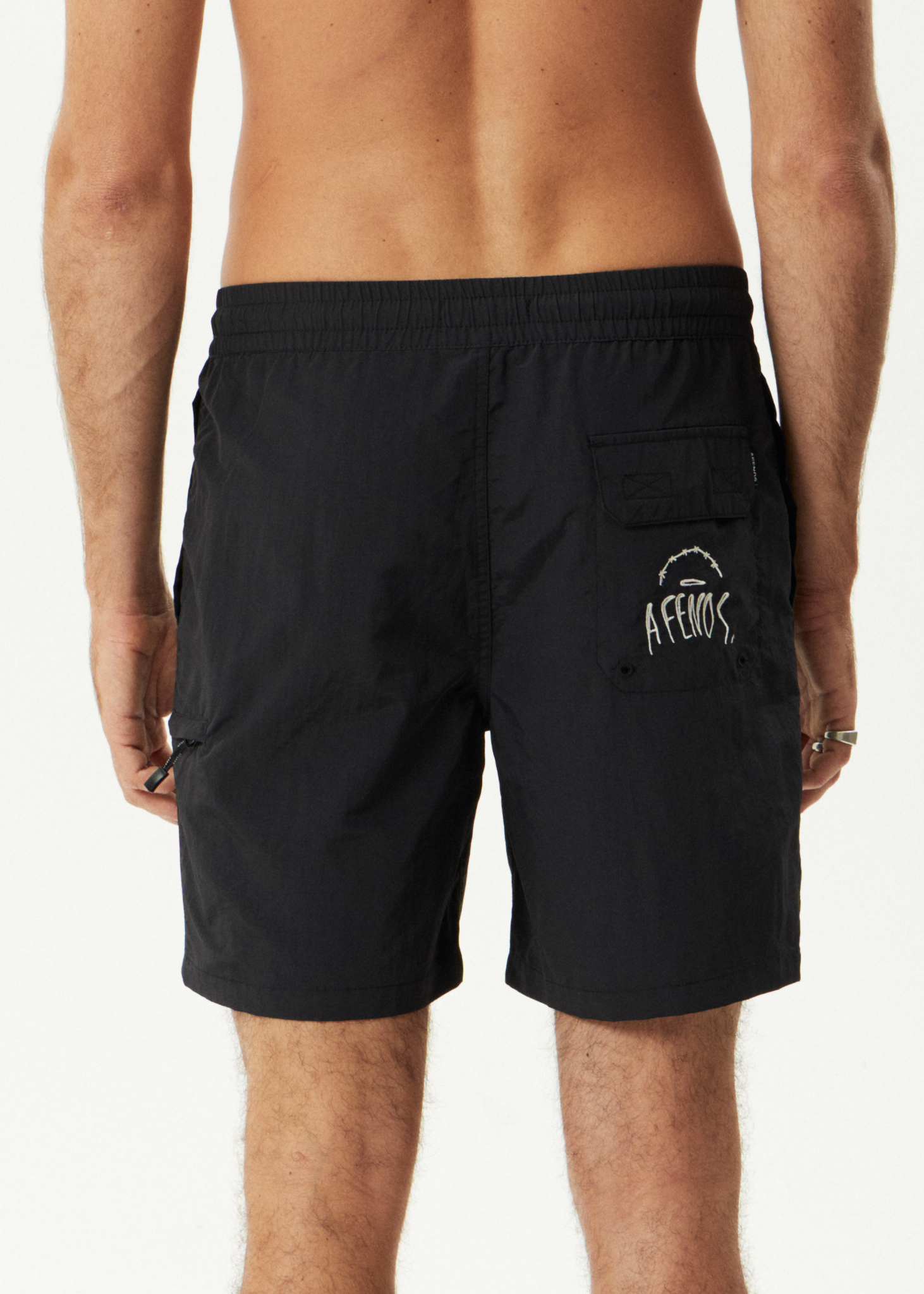 AFENDS Mens Trayback - Baywatch Swim Short 18" - Black