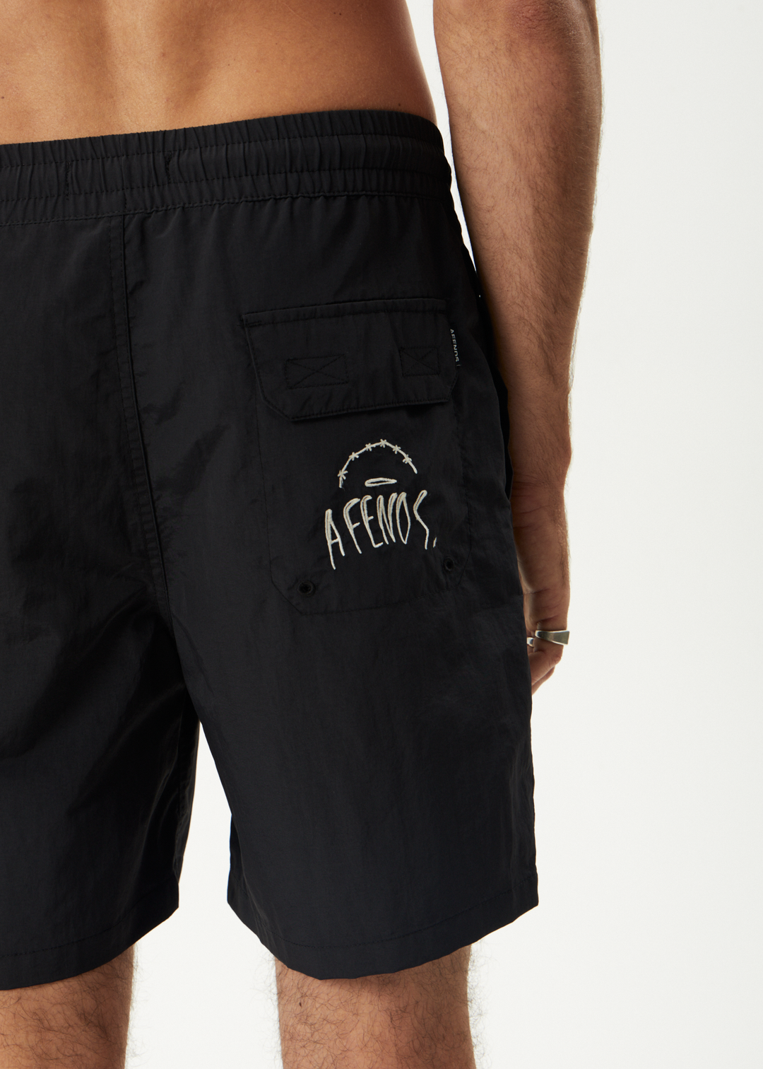 AFENDS Mens Trayback - Baywatch Swim Short 18" - Black