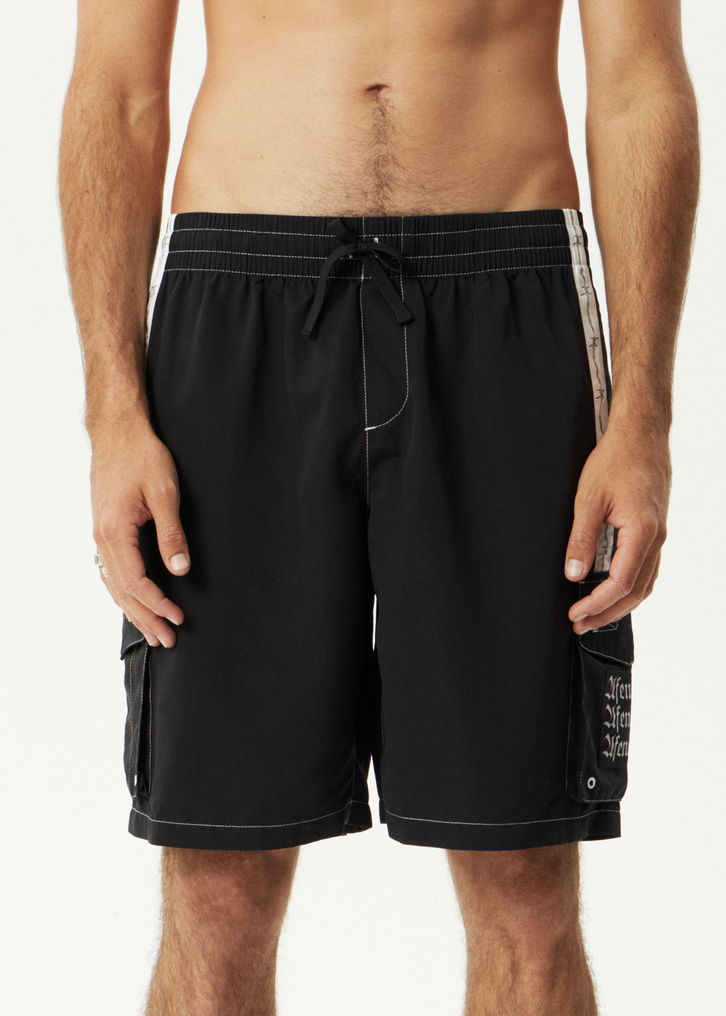 AFENDS Mens Moments - Cargo Short 21" - Black