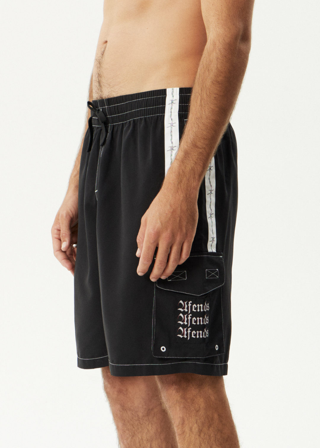 AFENDS Mens Moments - Cargo Short 21" - Black