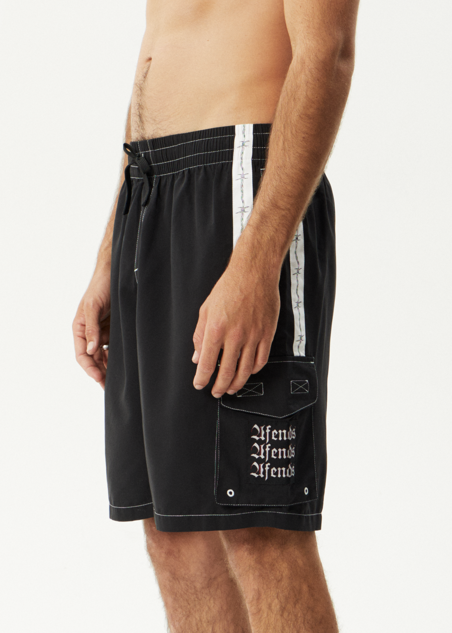 AFENDS Mens Moments - Cargo Short 21" - Black