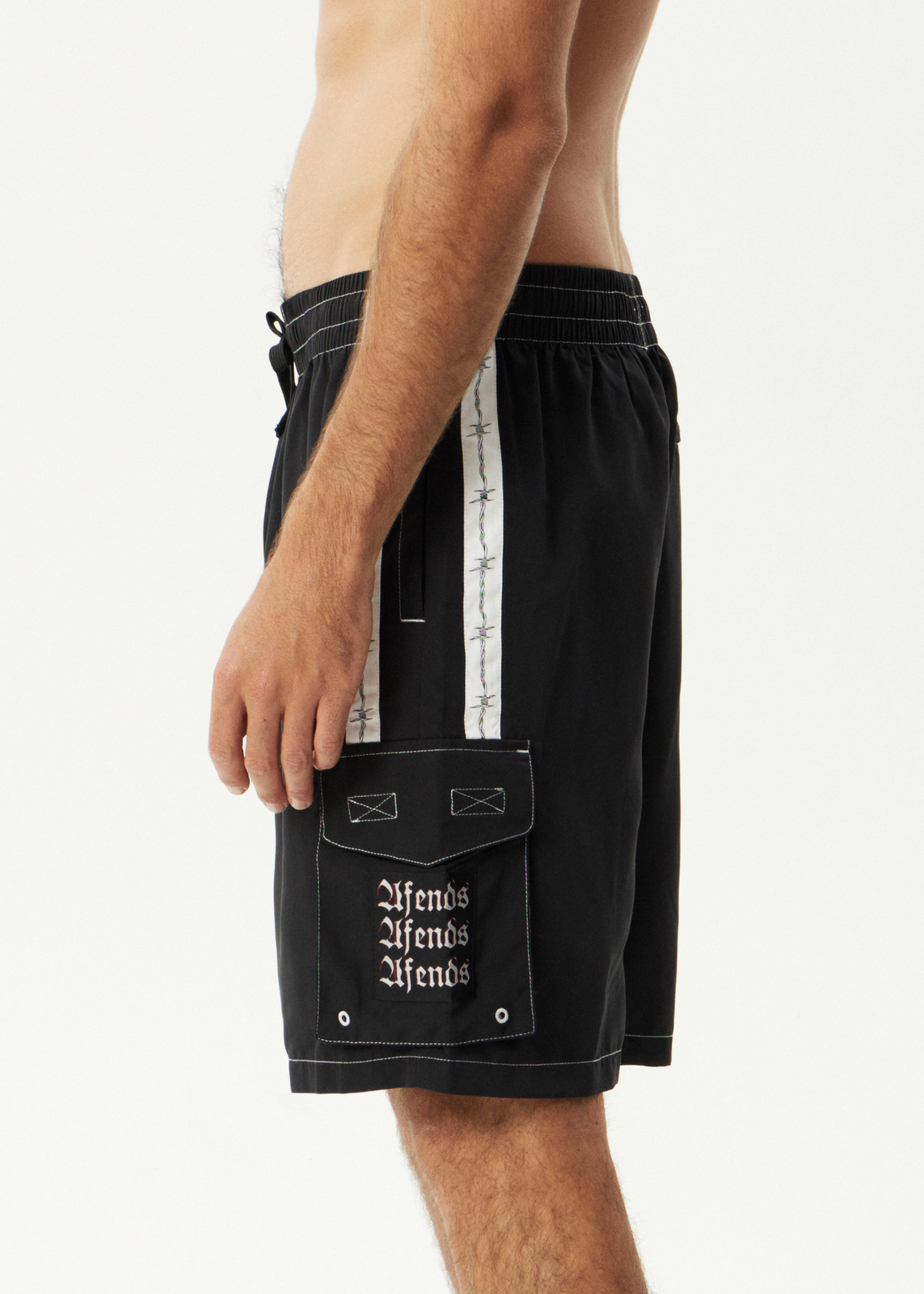AFENDS Mens Moments - Cargo Short 21" - Black