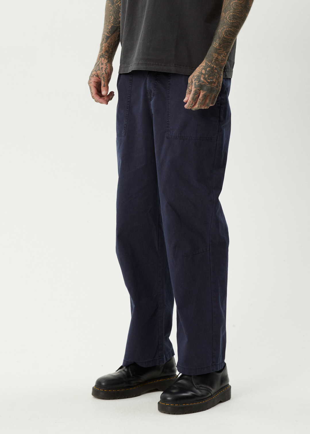 AFENDS Mens Overdie Glider - Overdyed Pleated Pant - Deep Sea