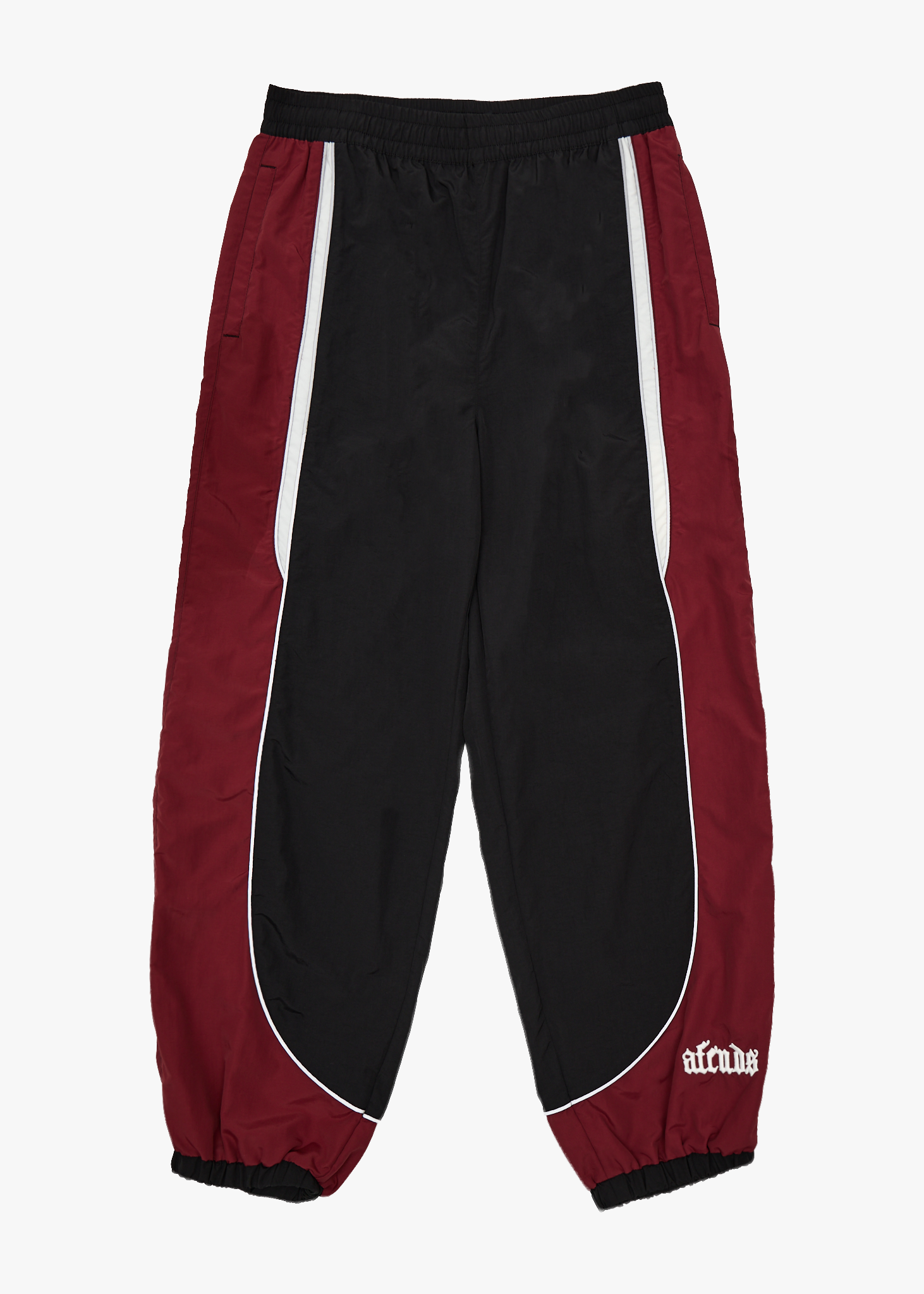 AFENDS Mens Sporting - Recycled Panelled Track Pant - Burgundy