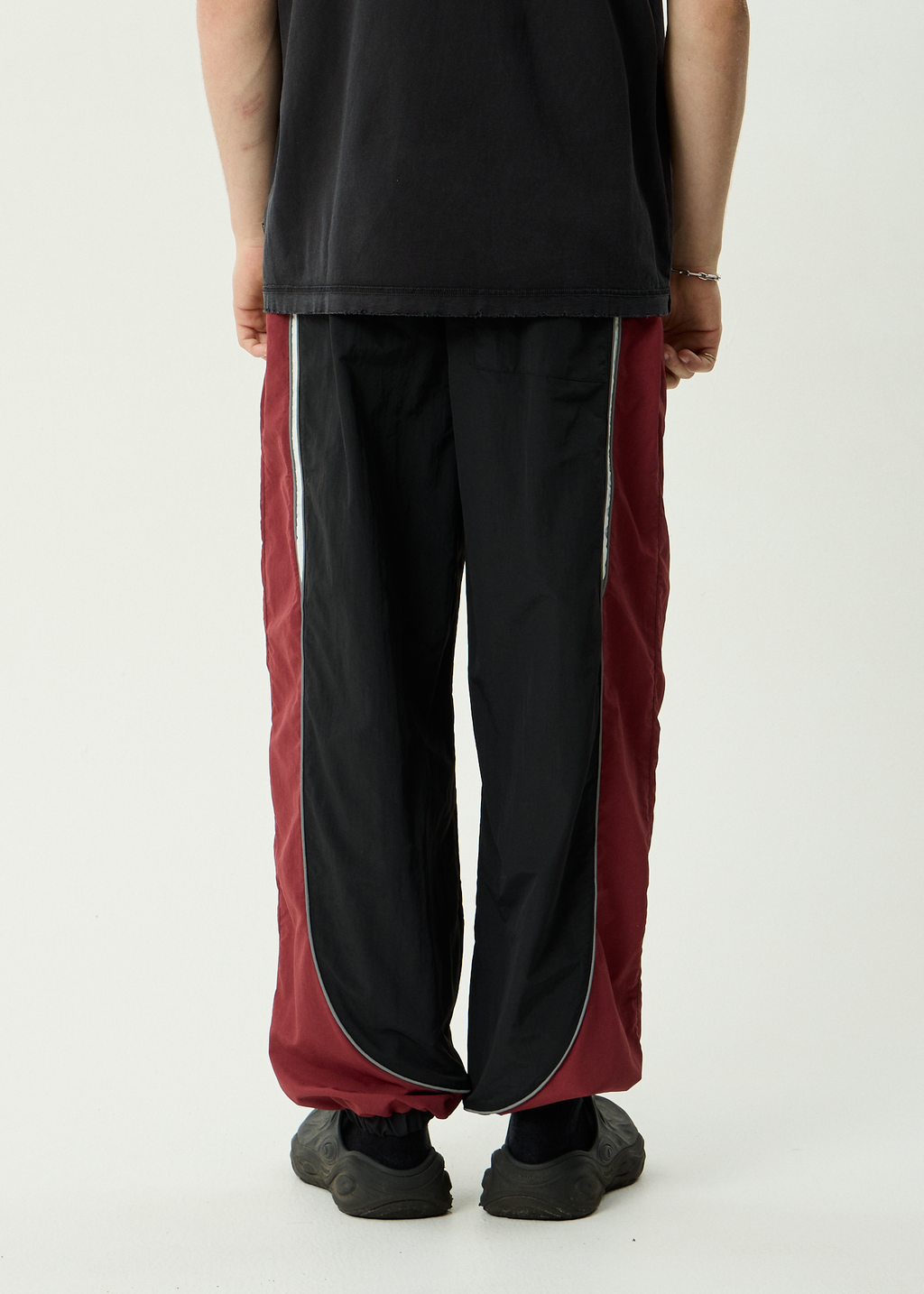 AFENDS Mens Sporting - Recycled Panelled Track Pant - Burgundy