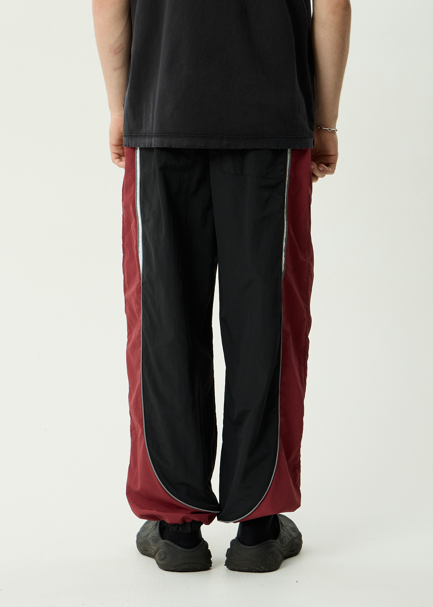 AFENDS Mens Sporting - Recycled Panelled Track Pant - Burgundy