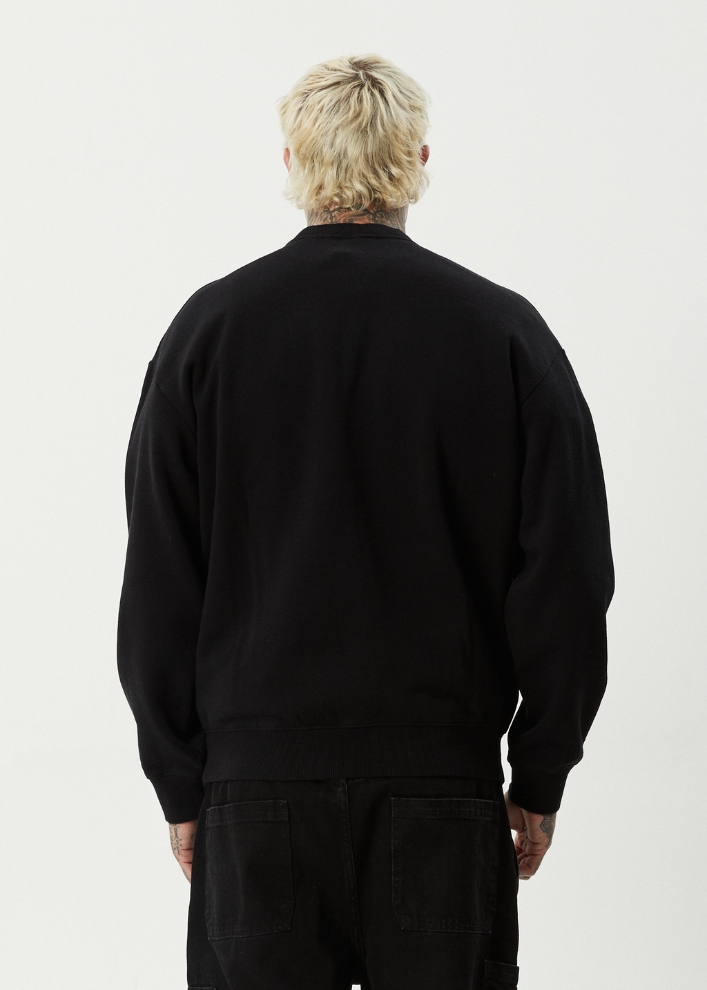 AFENDS Mens Sadworld - Crew Neck Jumper - Black