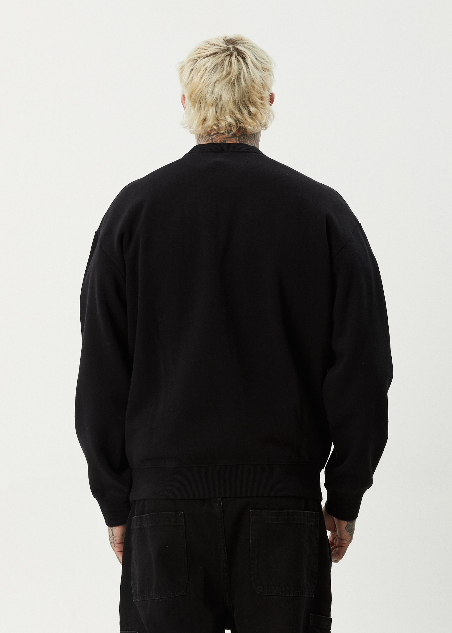 AFENDS Mens Sadworld - Crew Neck Jumper - Black