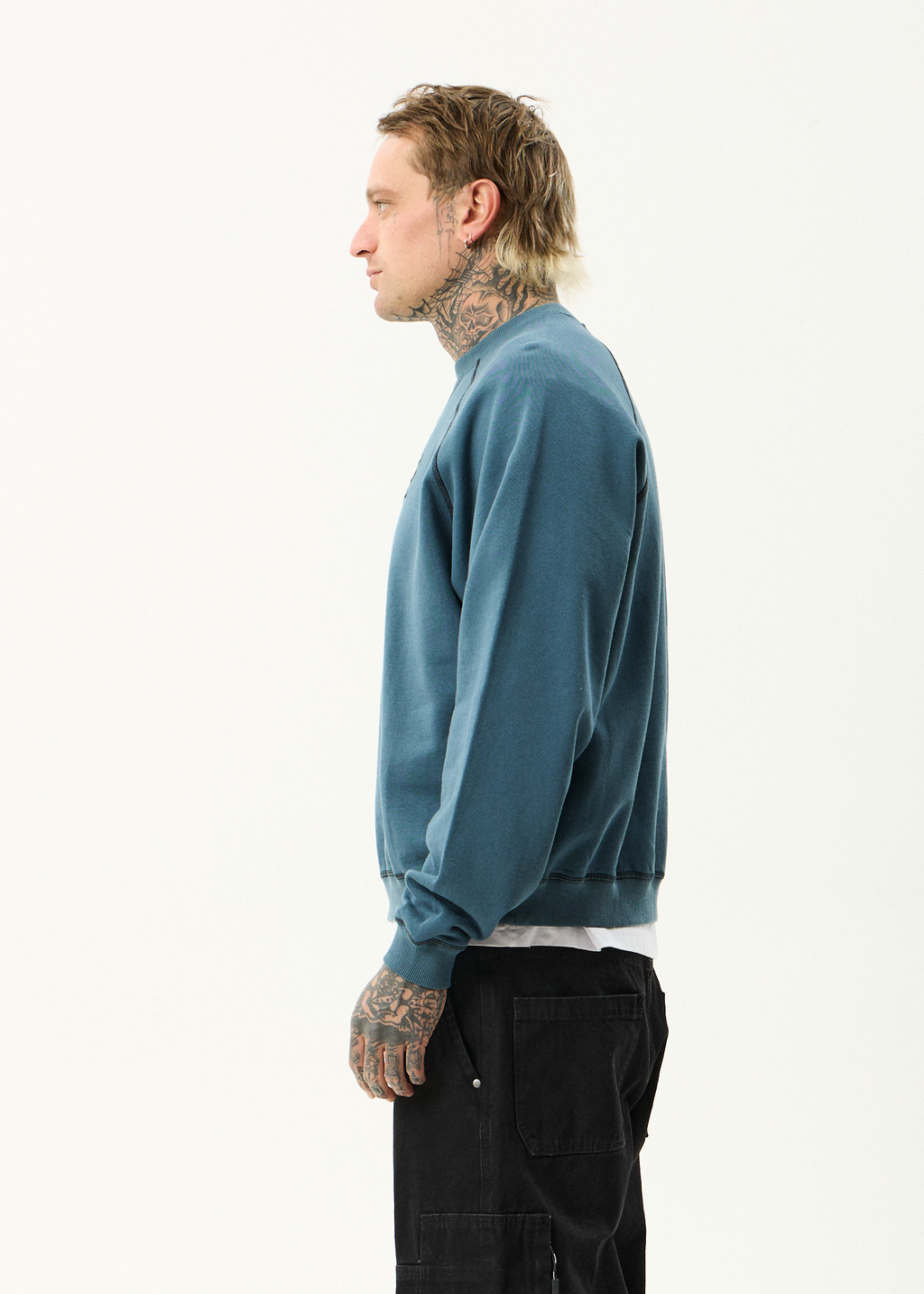 AFENDS Mens Spinal - Raglan Crew Neck Jumper - Fuel