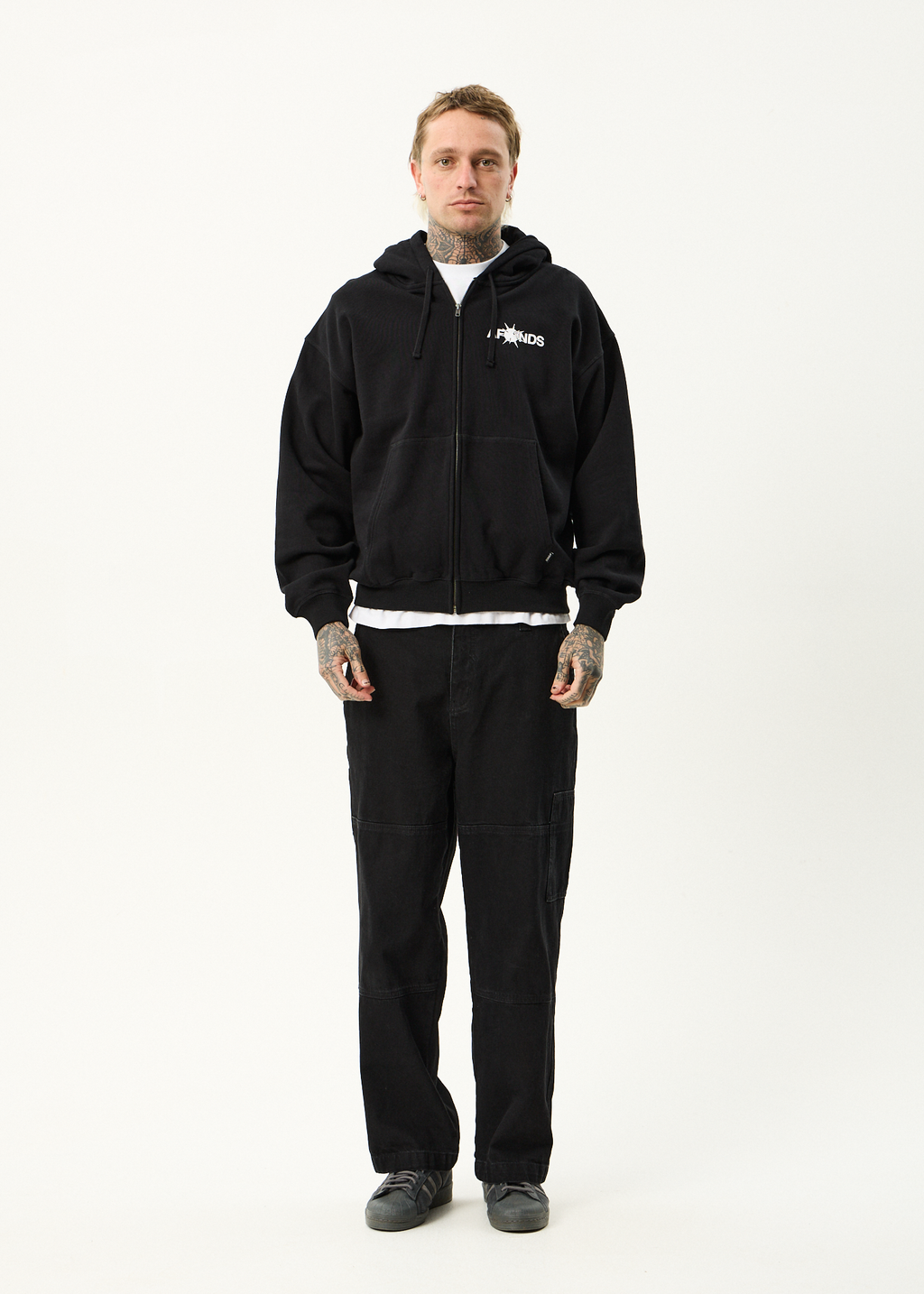 AFENDS Mens Spiked - Zip Hood - Black