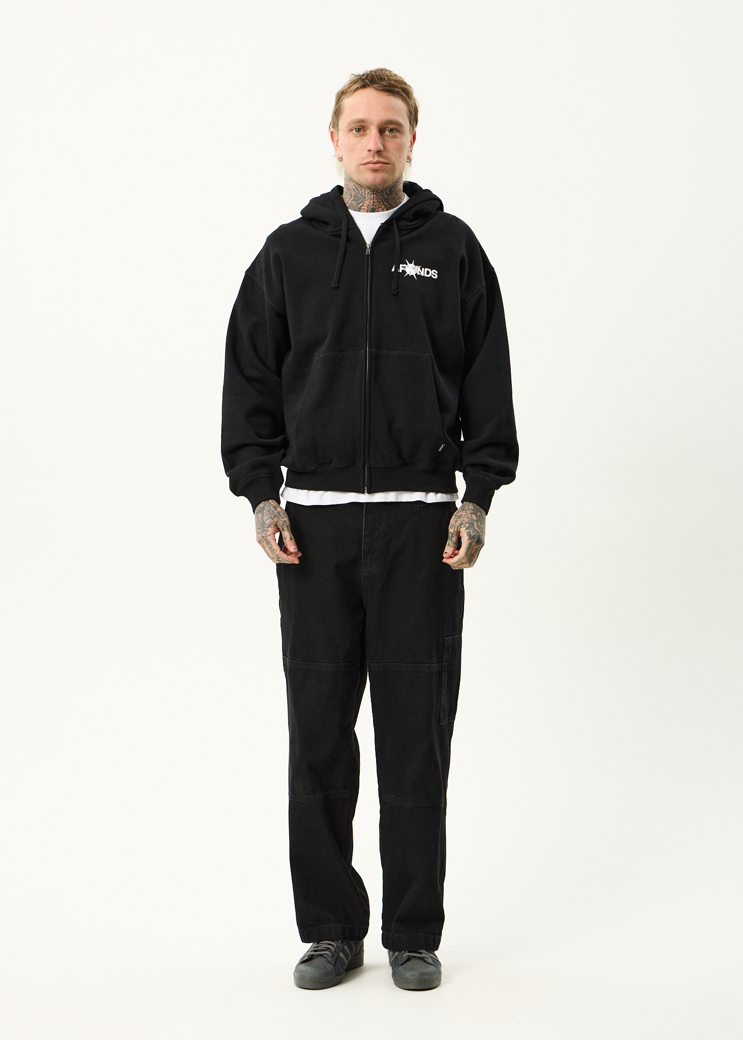 AFENDS Mens Spiked - Zip Hood - Black