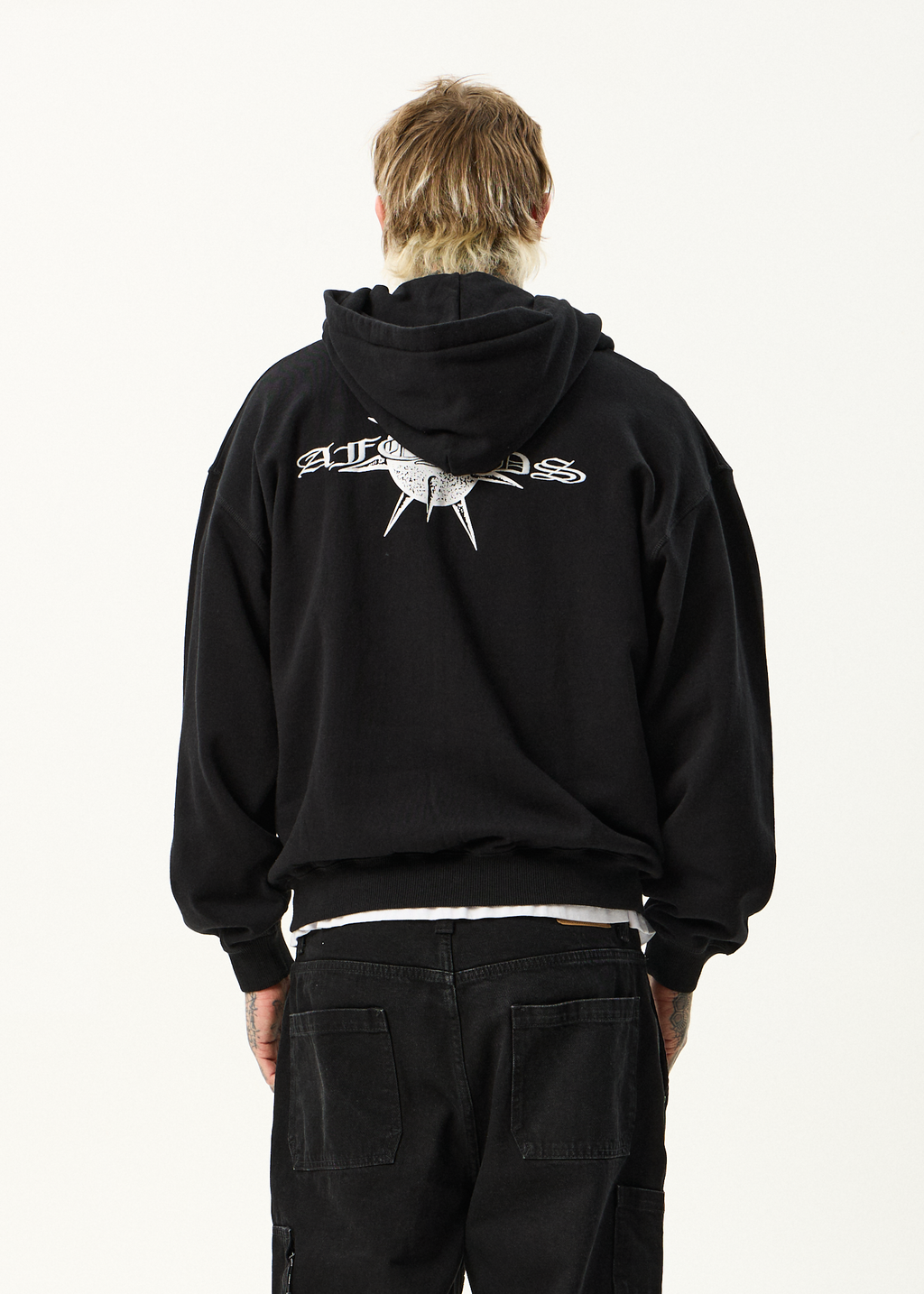 AFENDS Mens Spiked - Zip Hood - Black