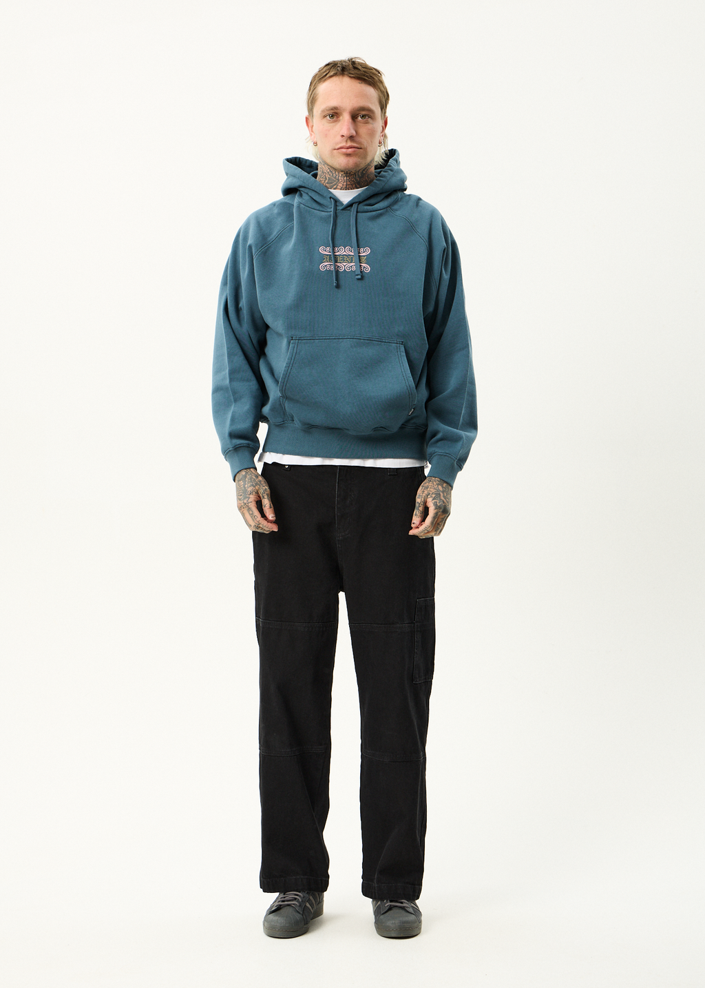 AFENDS Mens Sixsixsix - Boxy Raglan Hoodie - Fuel