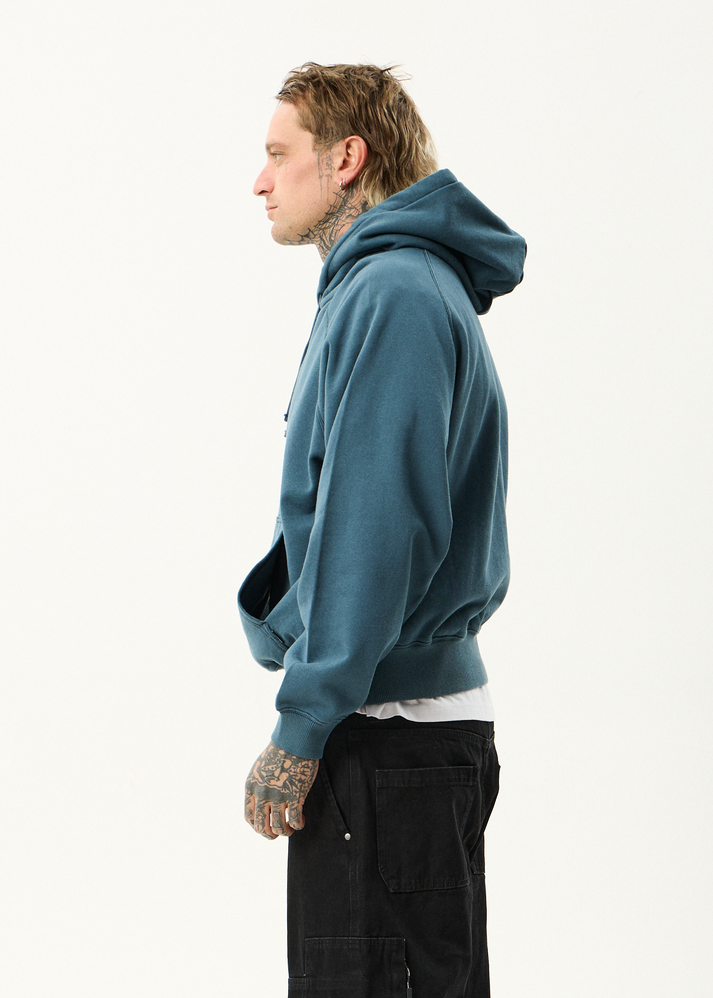 AFENDS Mens Sixsixsix - Boxy Raglan Hoodie - Fuel