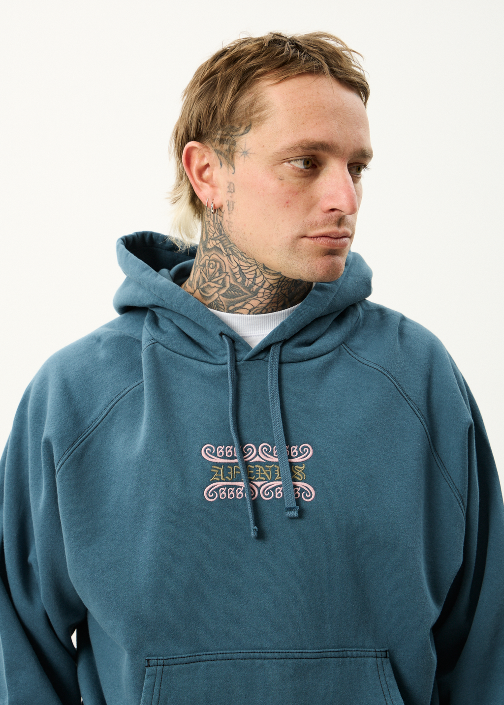 AFENDS Mens Sixsixsix - Boxy Raglan Hoodie - Fuel