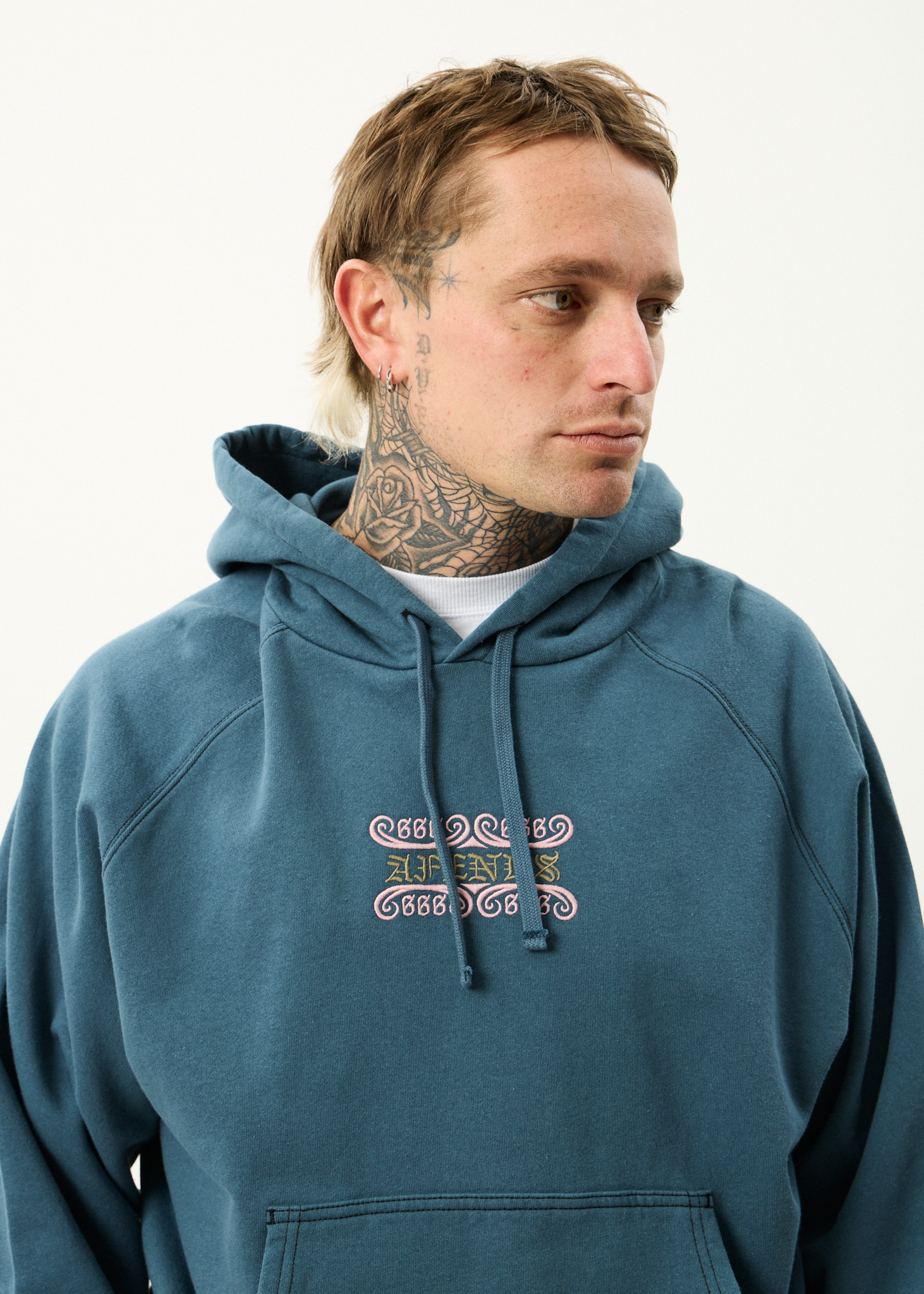 AFENDS Mens Sixsixsix - Boxy Raglan Hoodie - Fuel
