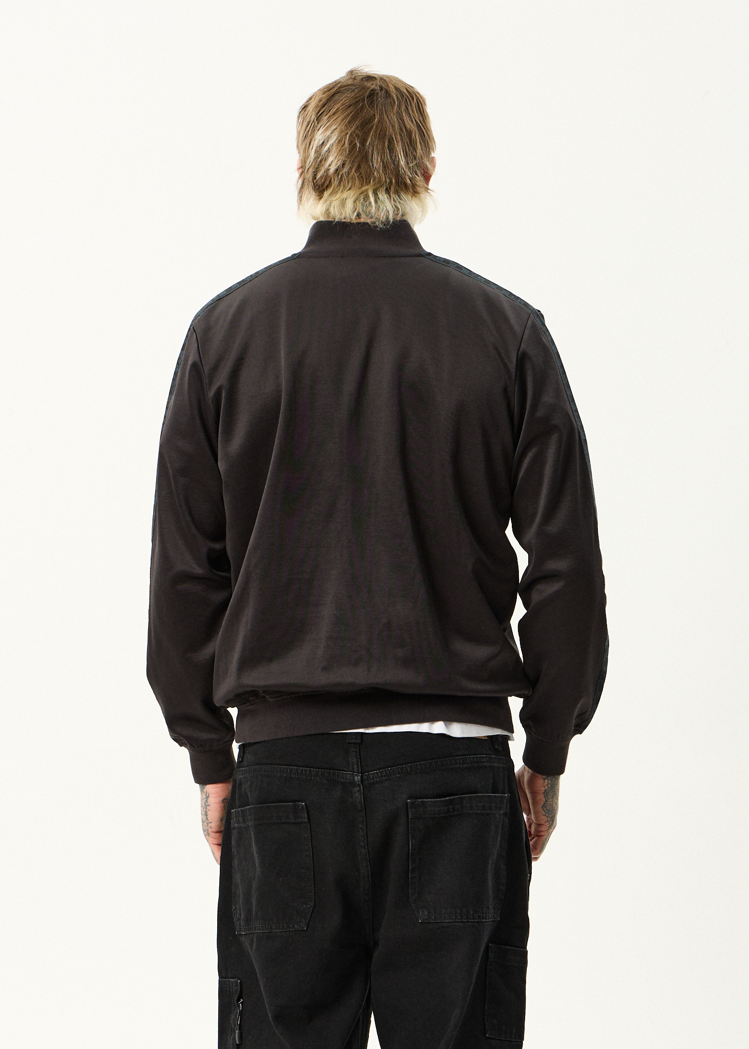 AFENDS Mens Spinal - Track Zip Up Jacket - Black