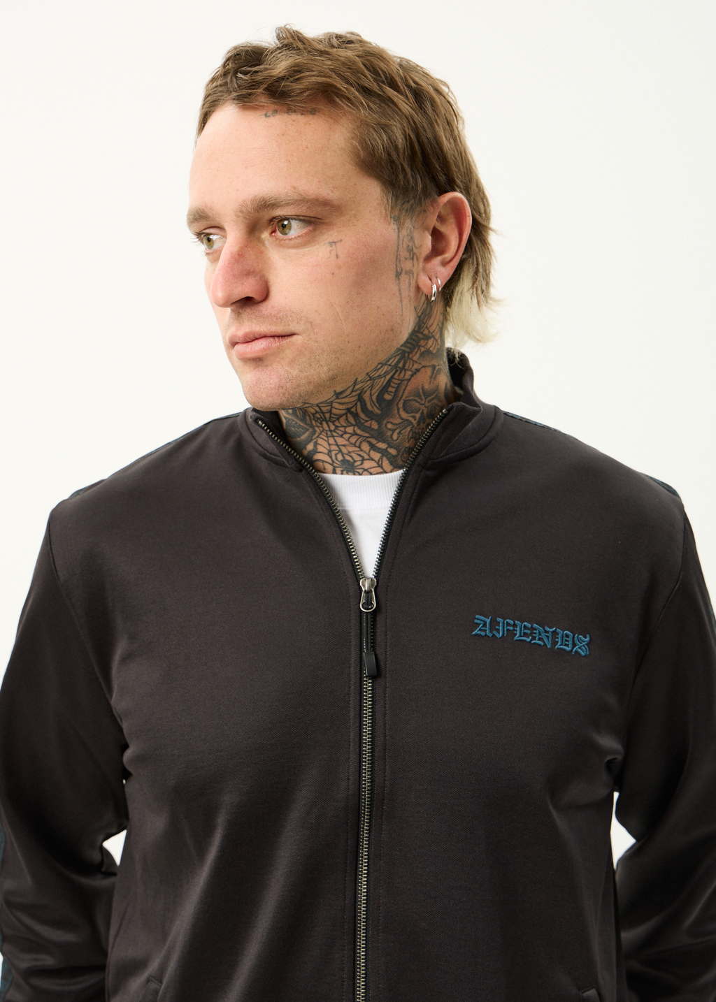 AFENDS Mens Spinal - Track Zip Up Jacket - Black