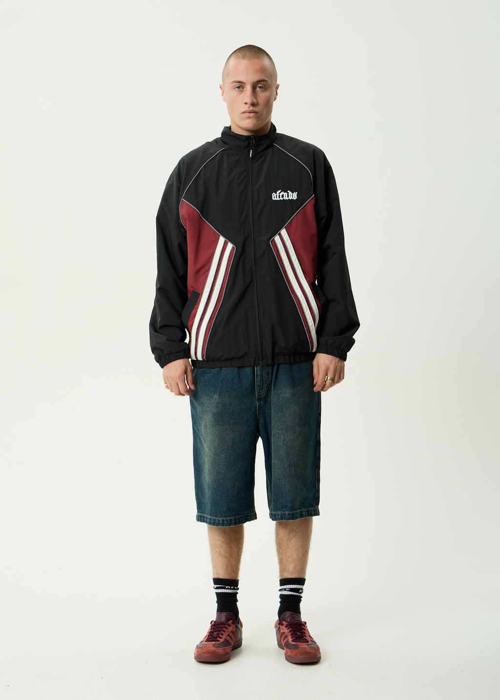 AFENDS Mens Sporting - Sports Spray Jacket - Burgundy