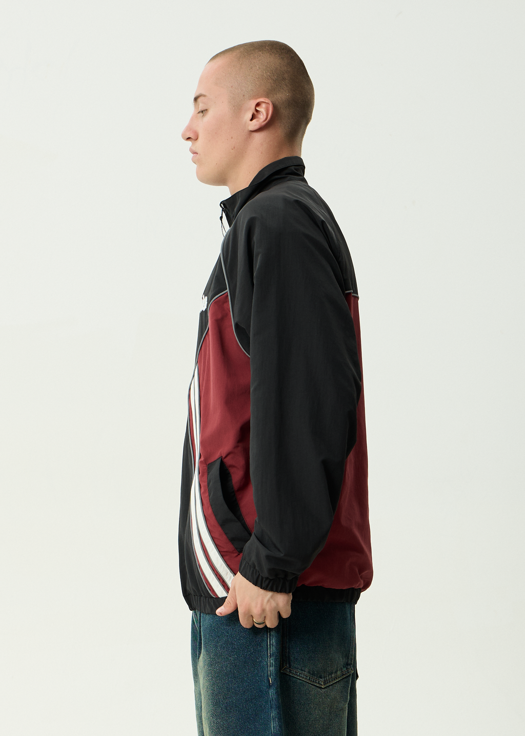 AFENDS Mens Sporting - Sports Spray Jacket - Burgundy