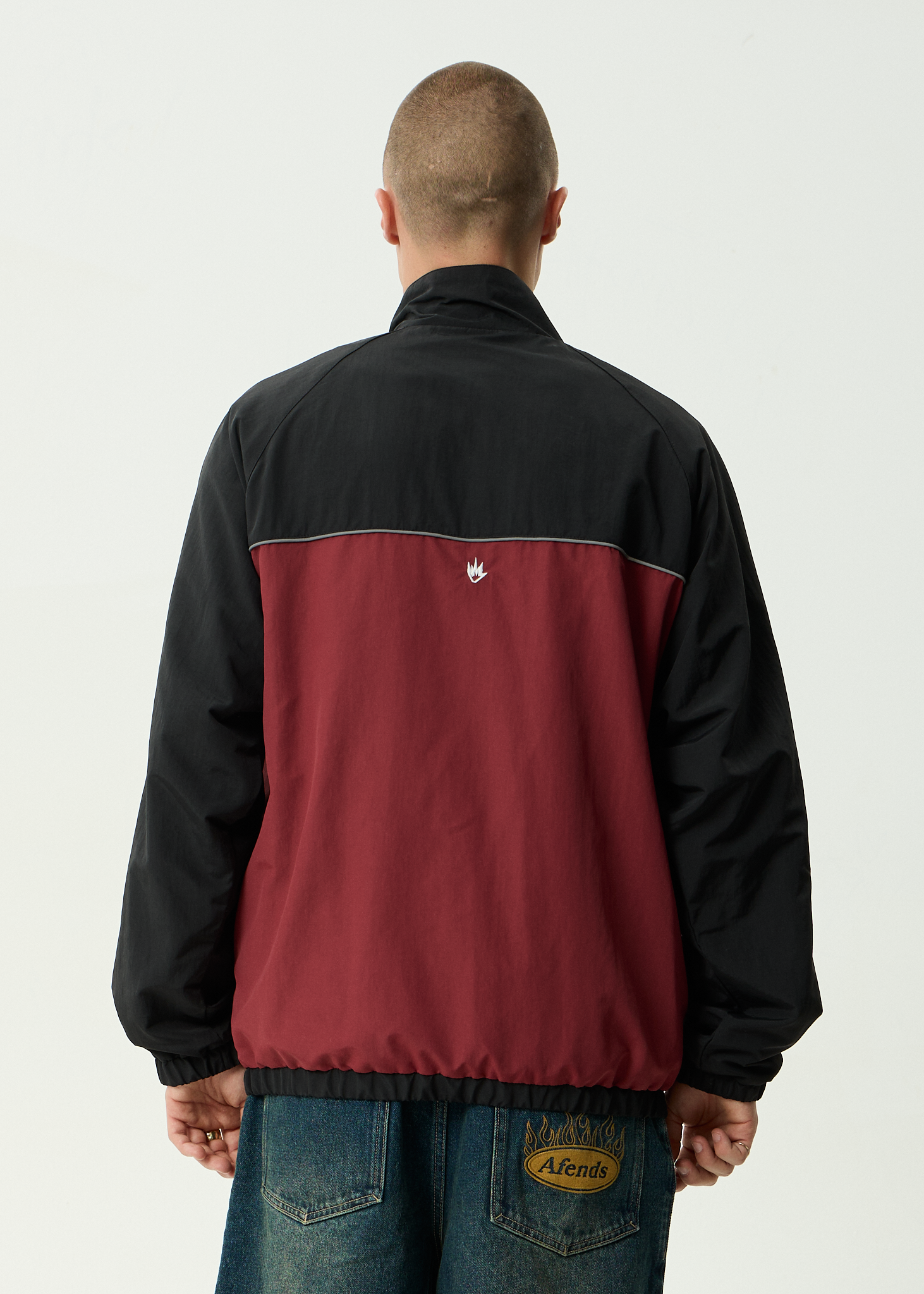 AFENDS Mens Sporting - Recycled Sports Spray Jacket - Burgundy