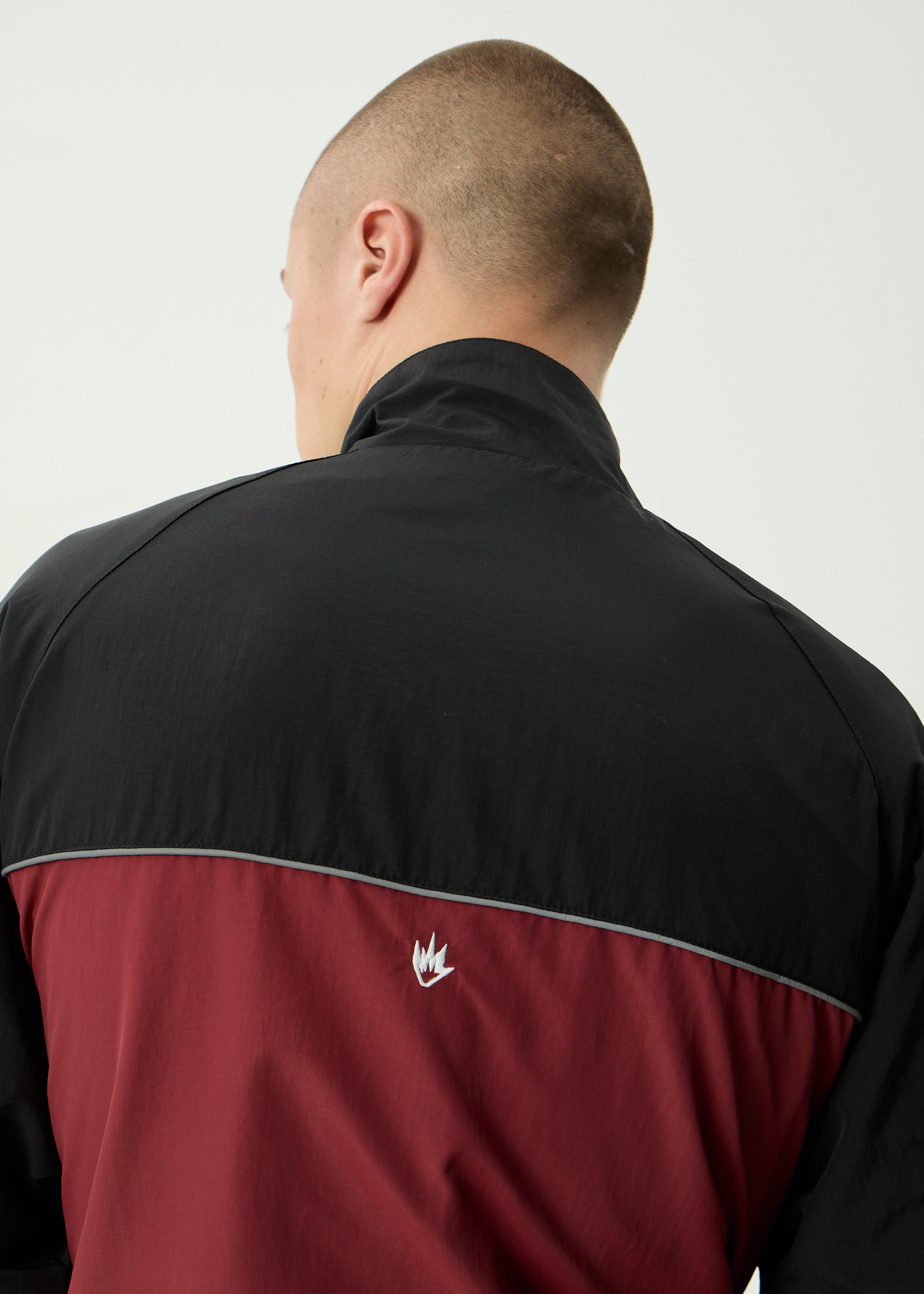 AFENDS Mens Sporting - Recycled Sports Spray Jacket - Burgundy