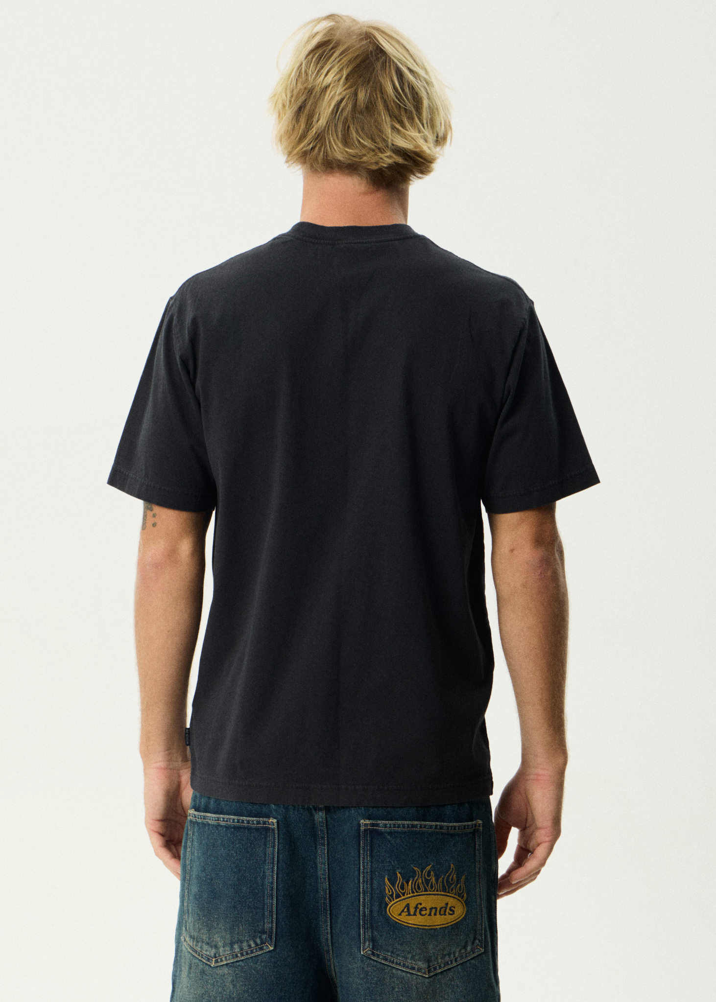 AFENDS Mens Painter - Retro Tee - Stone Black