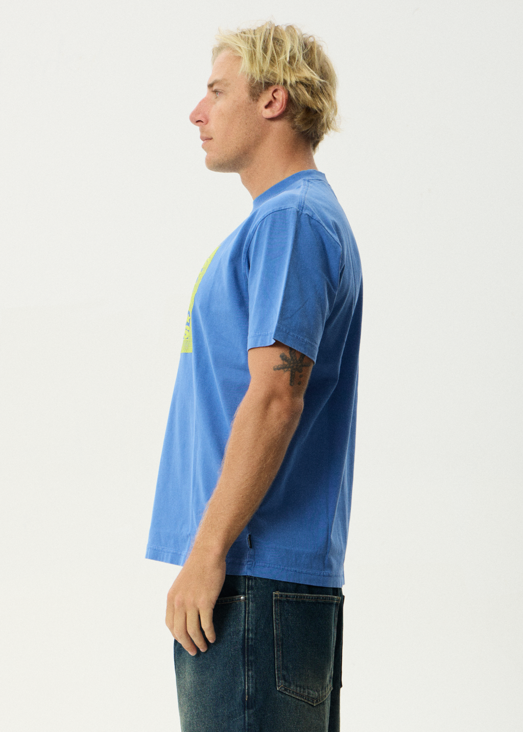 AFENDS Mens Painter - Retro Tee - Washed Marina