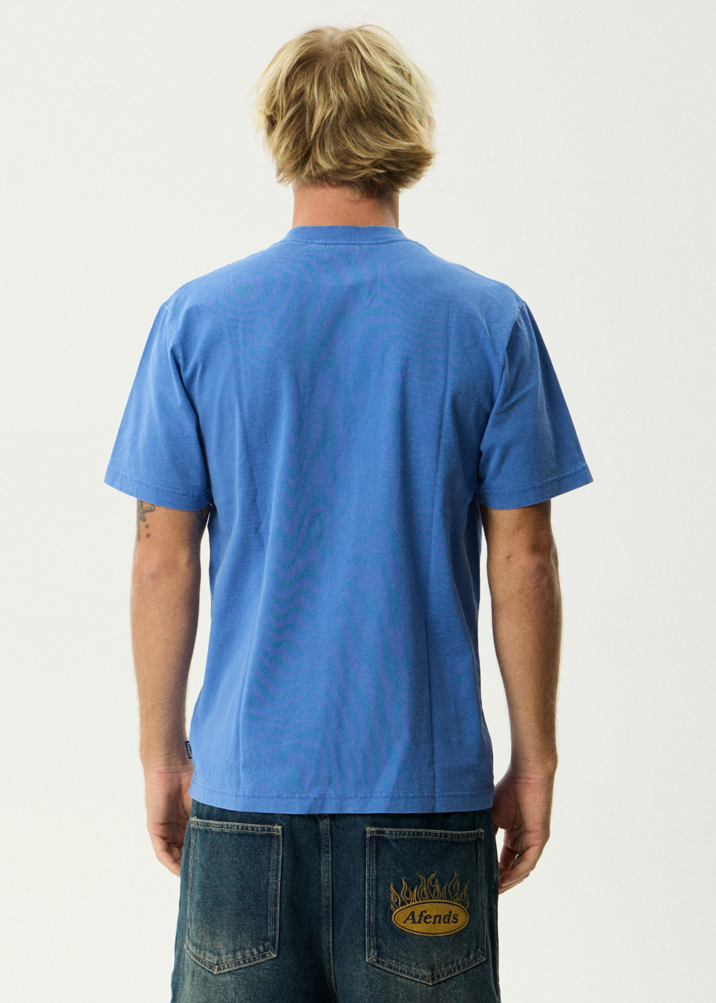 AFENDS Mens Painter - Retro Tee - Washed Marina