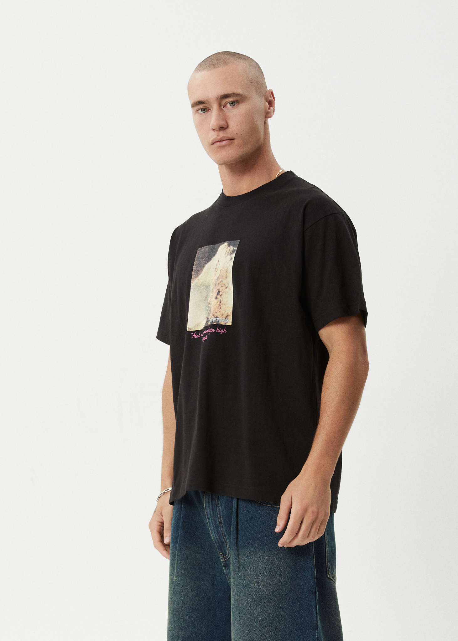 AFENDS Mens Too High - Heavyweight Boxy Tee - Black