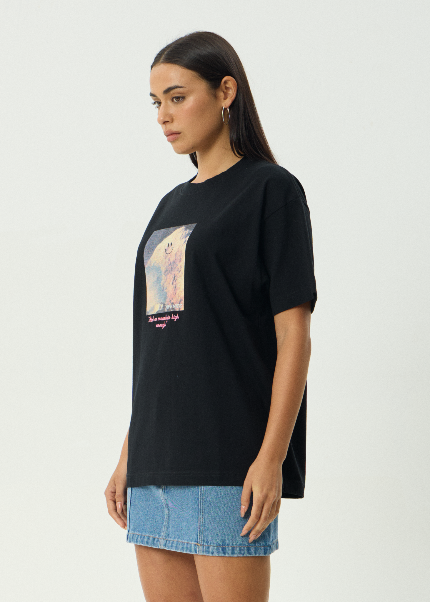 AFENDS Mens Too High - Heavyweight Boxy Tee - Black