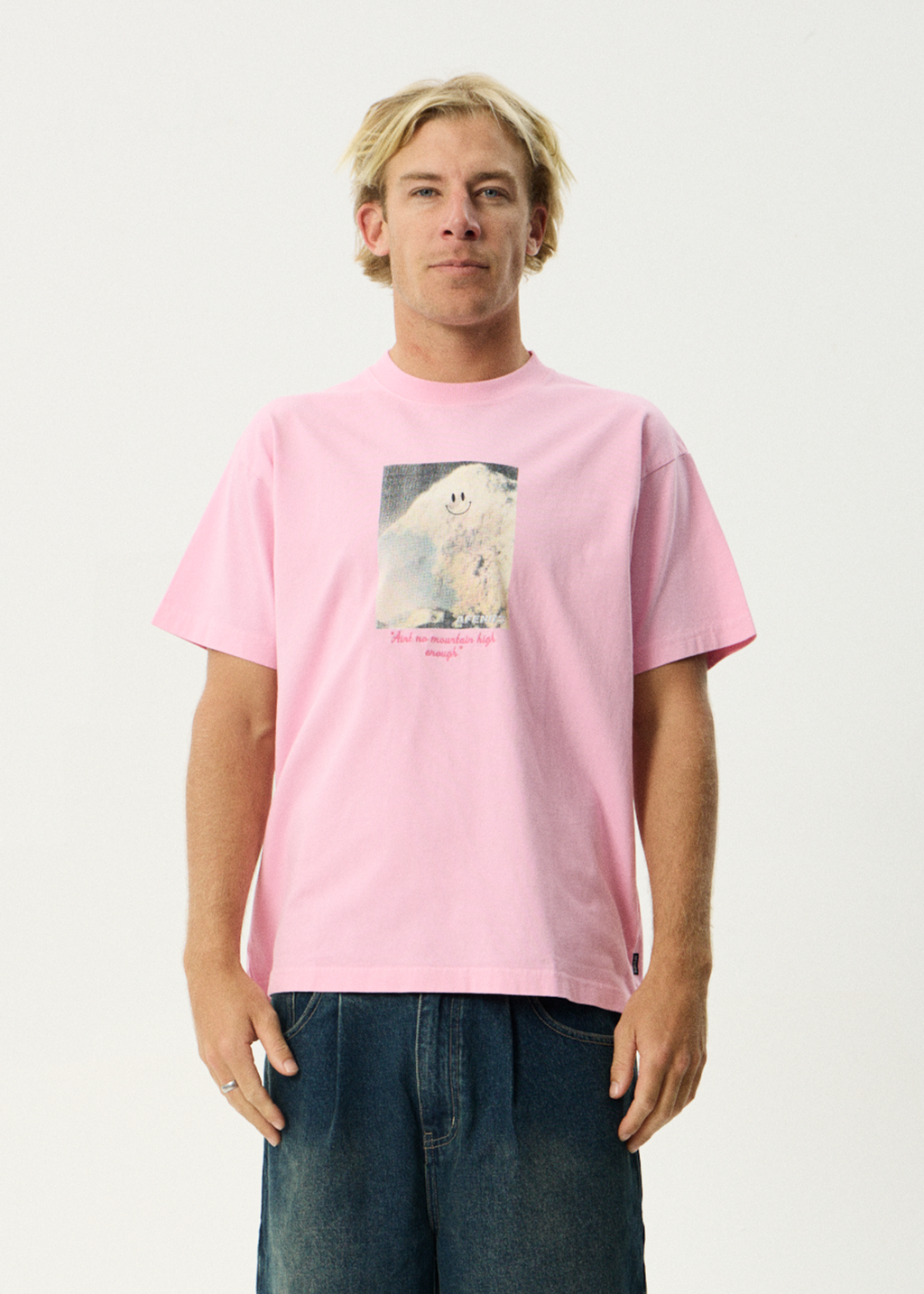 AFENDS Mens Too High - Heavyweight Boxy Tee - Vintage Pink