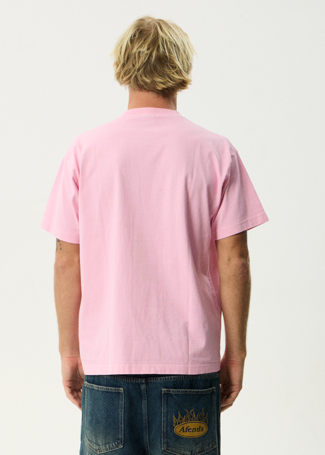 AFENDS Mens Too High - Heavyweight Boxy Tee - Vintage Pink