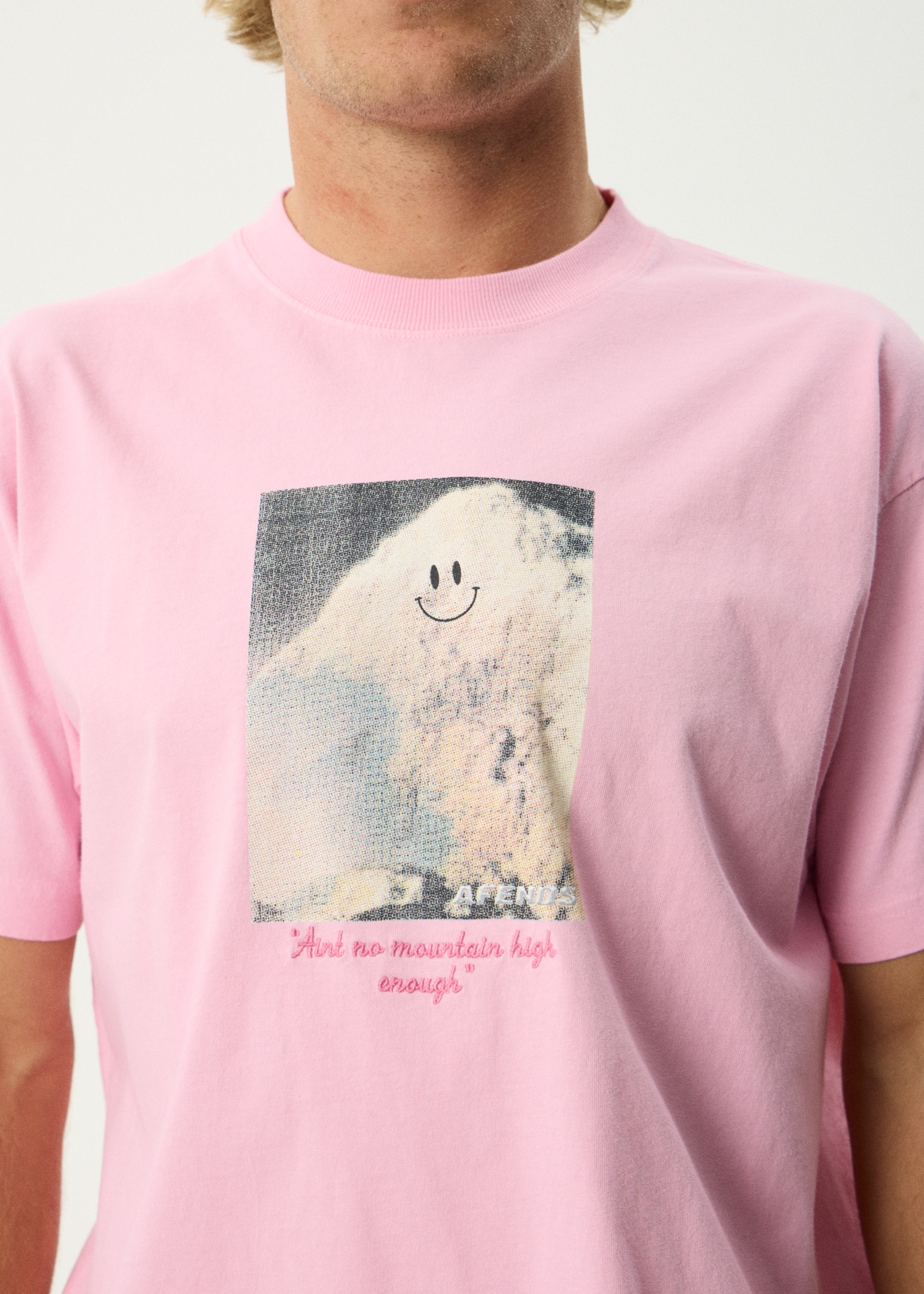 AFENDS Mens Too High - Heavyweight Boxy Tee - Vintage Pink