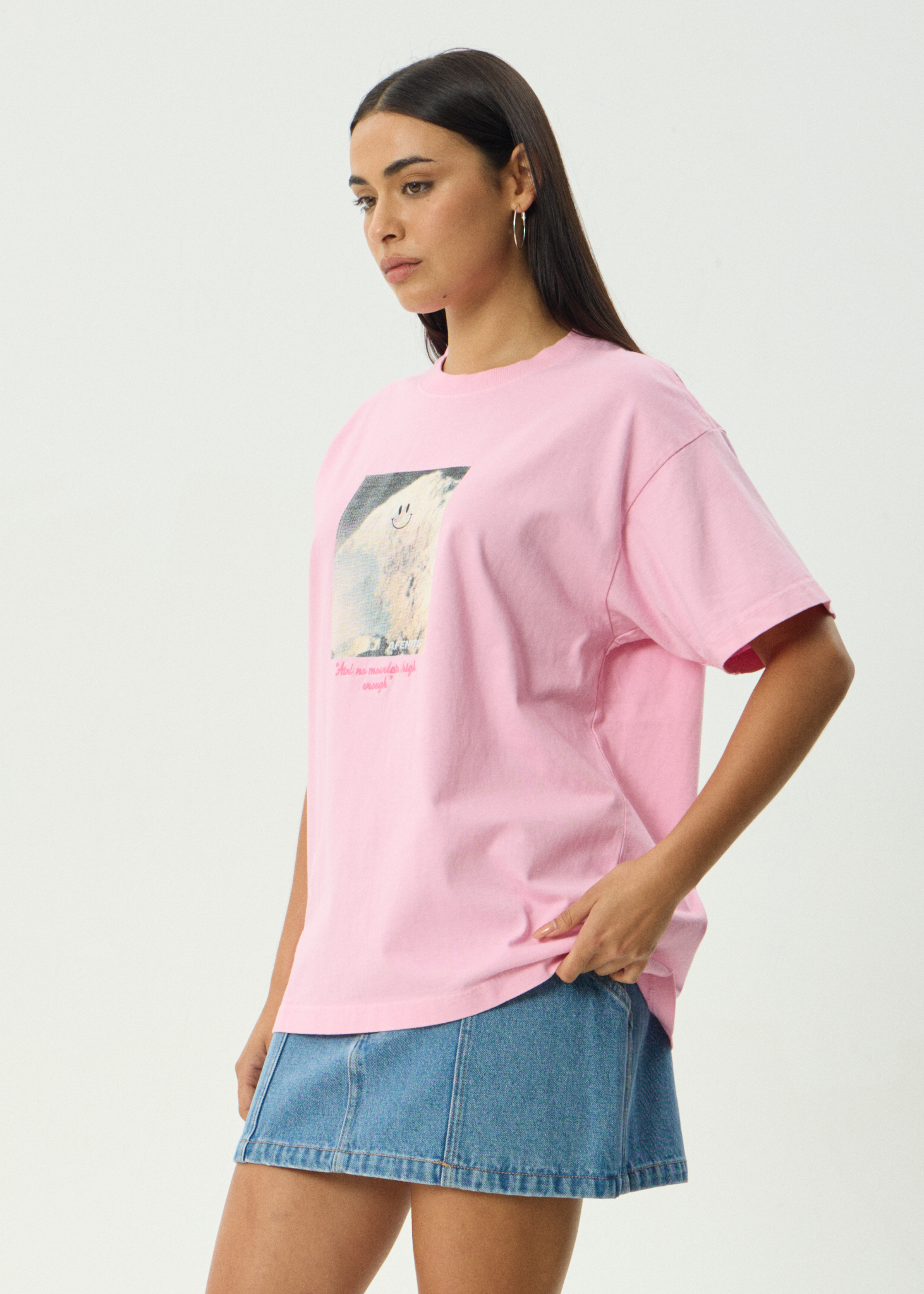 AFENDS Mens Too High - Heavyweight Boxy Tee - Vintage Pink