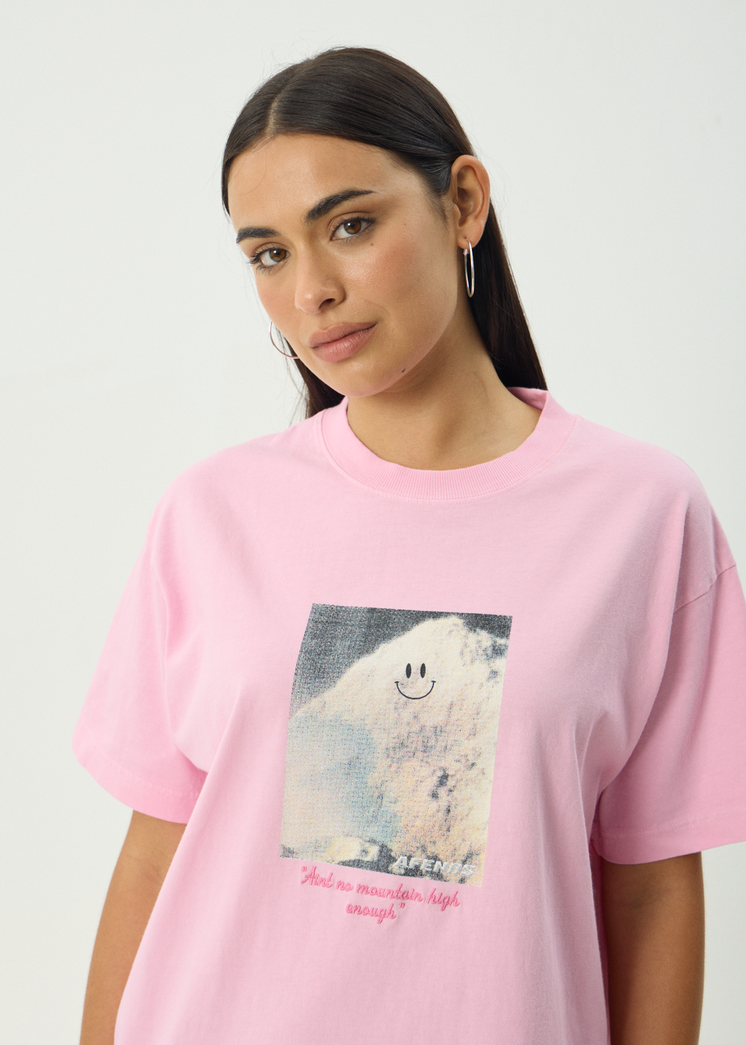 AFENDS Mens Too High - Heavyweight Boxy Tee - Vintage Pink