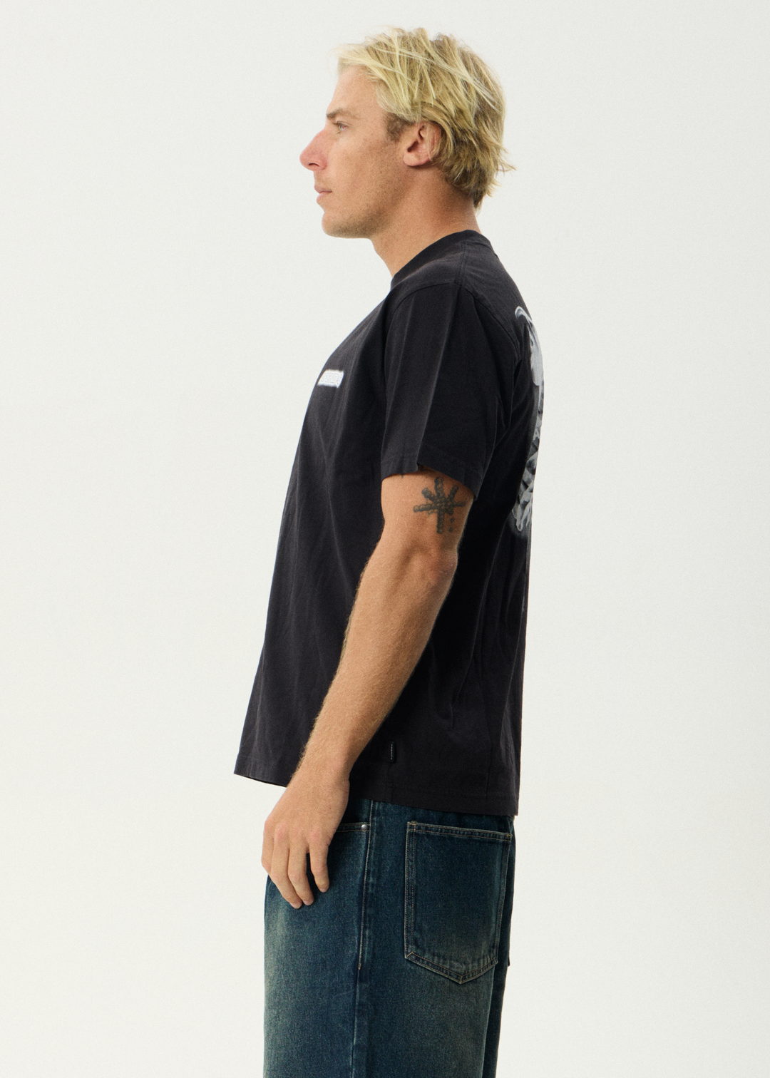 AFENDS Mens X-Ray - Retro Tee - Stone Black