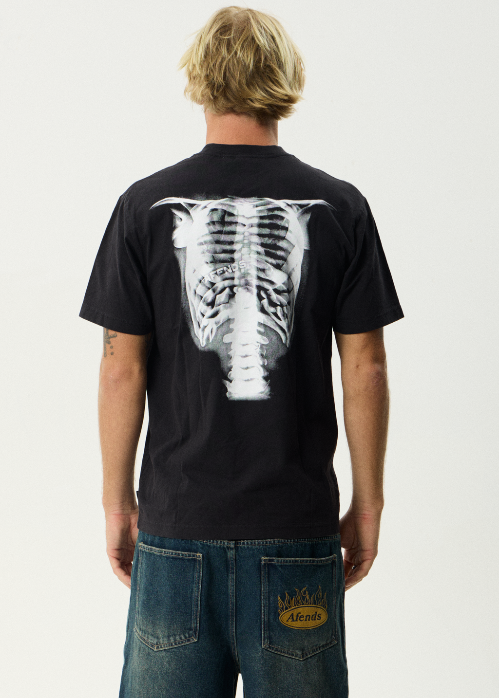 AFENDS Mens X-Ray - Retro Tee - Stone Black