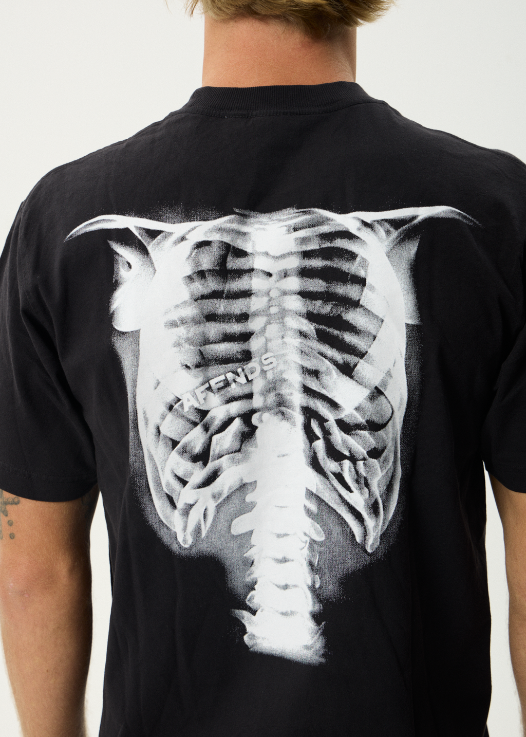 AFENDS Mens X-Ray - Retro Tee - Stone Black