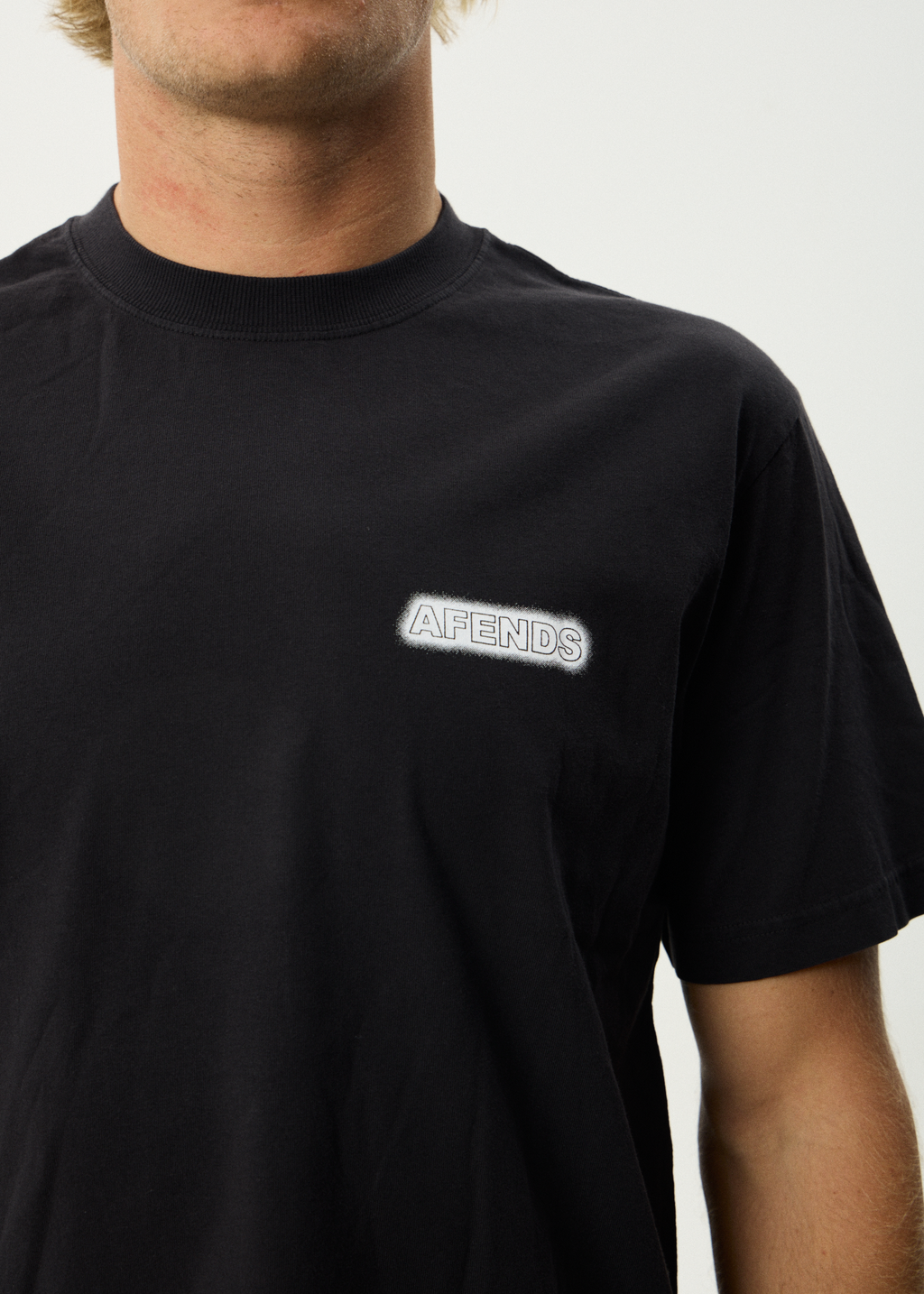 AFENDS Mens X-Ray - Retro Tee - Stone Black